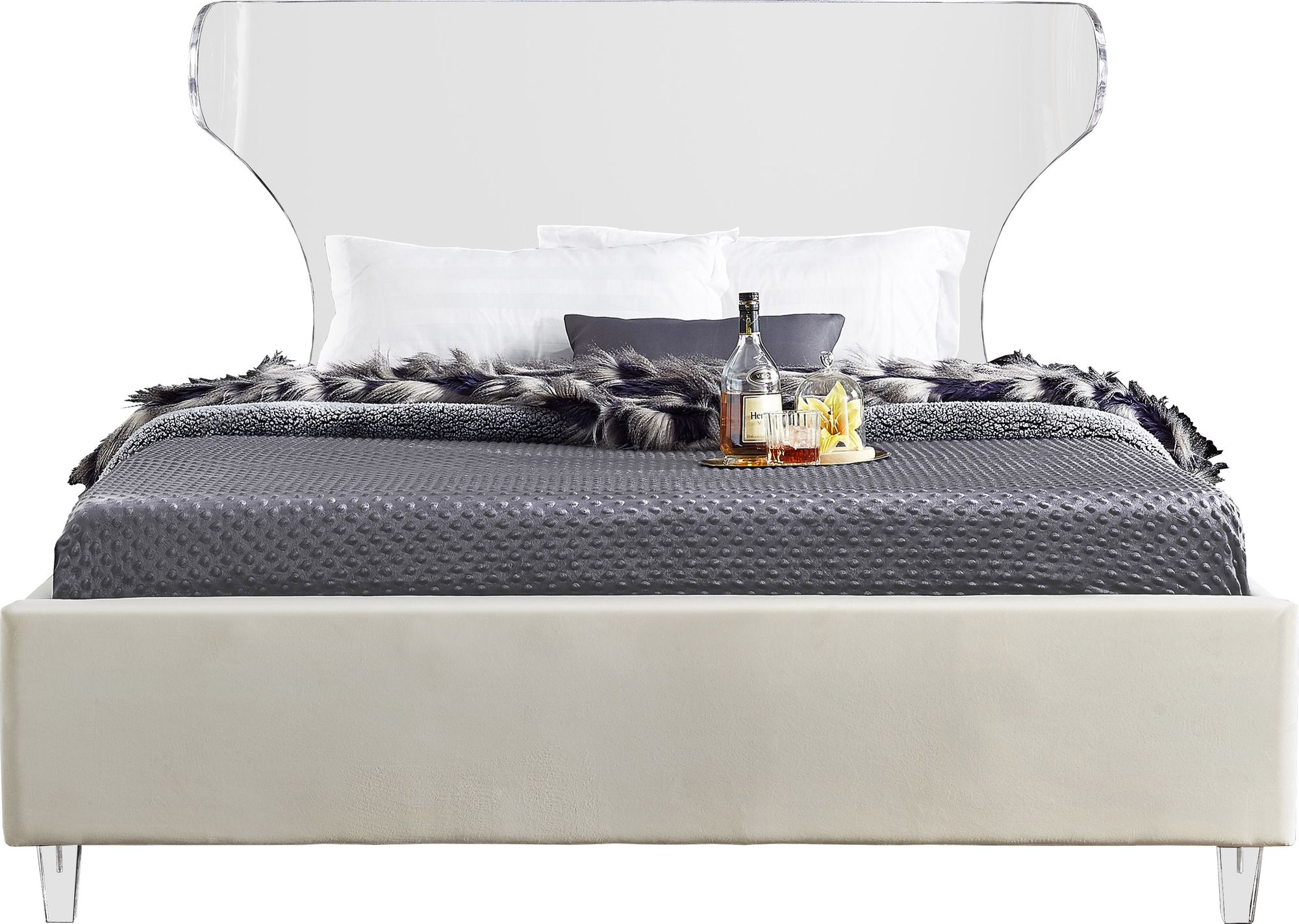 Ghost Velvet Queen Size Bed