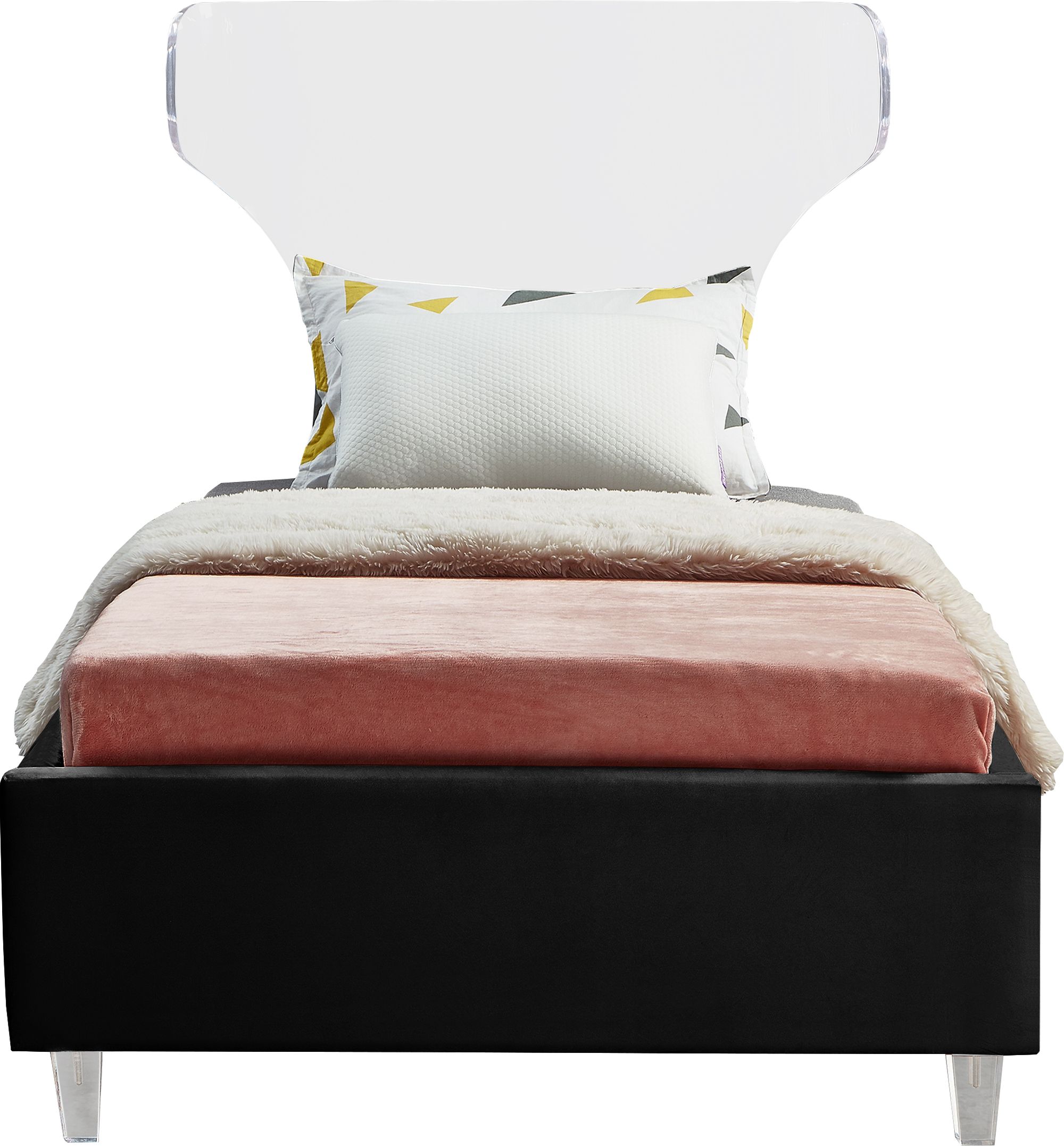 Ghost Velvet Twin Size Bed