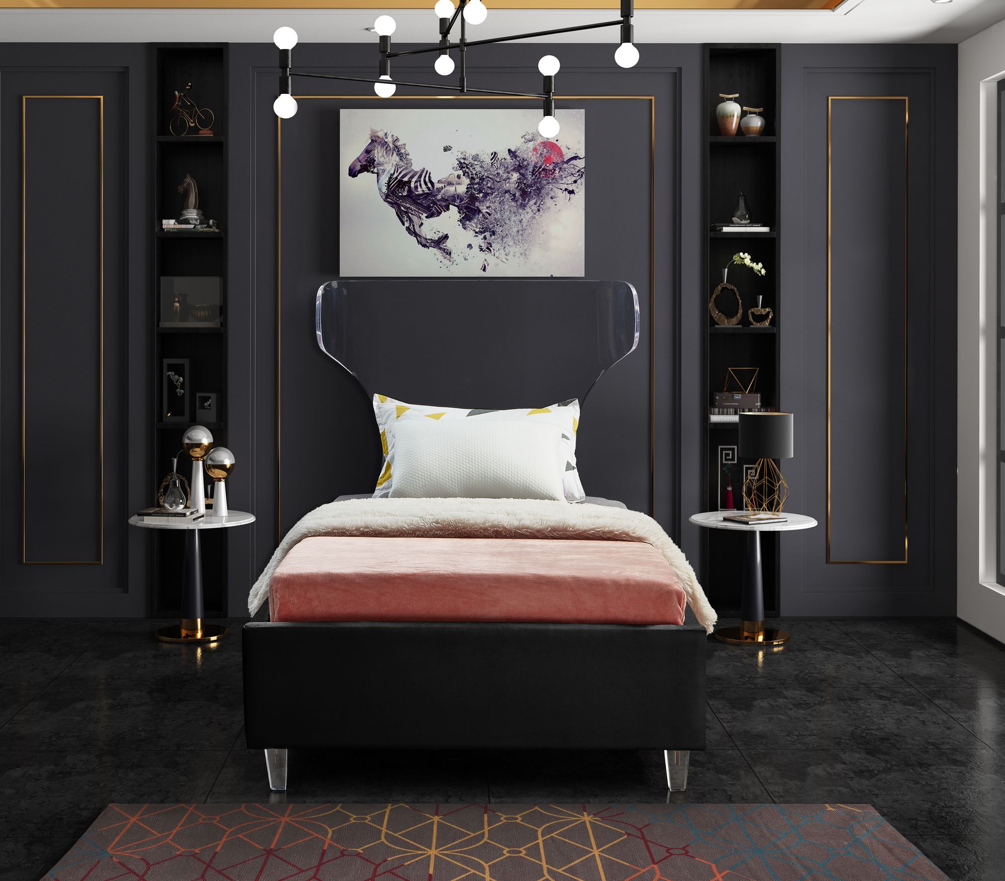 Ghost Velvet Twin Size Bed