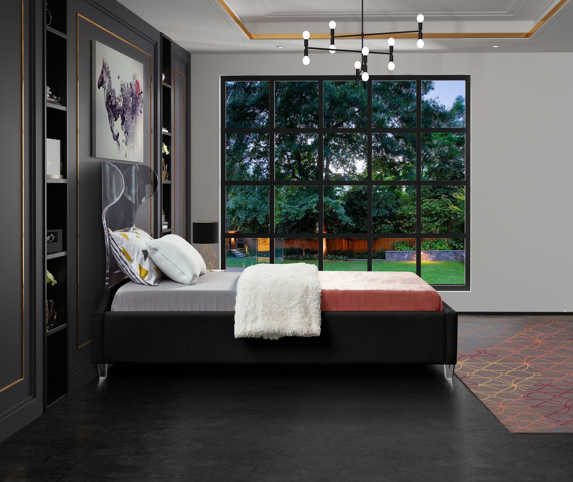 Ghost Velvet Twin Size Bed
