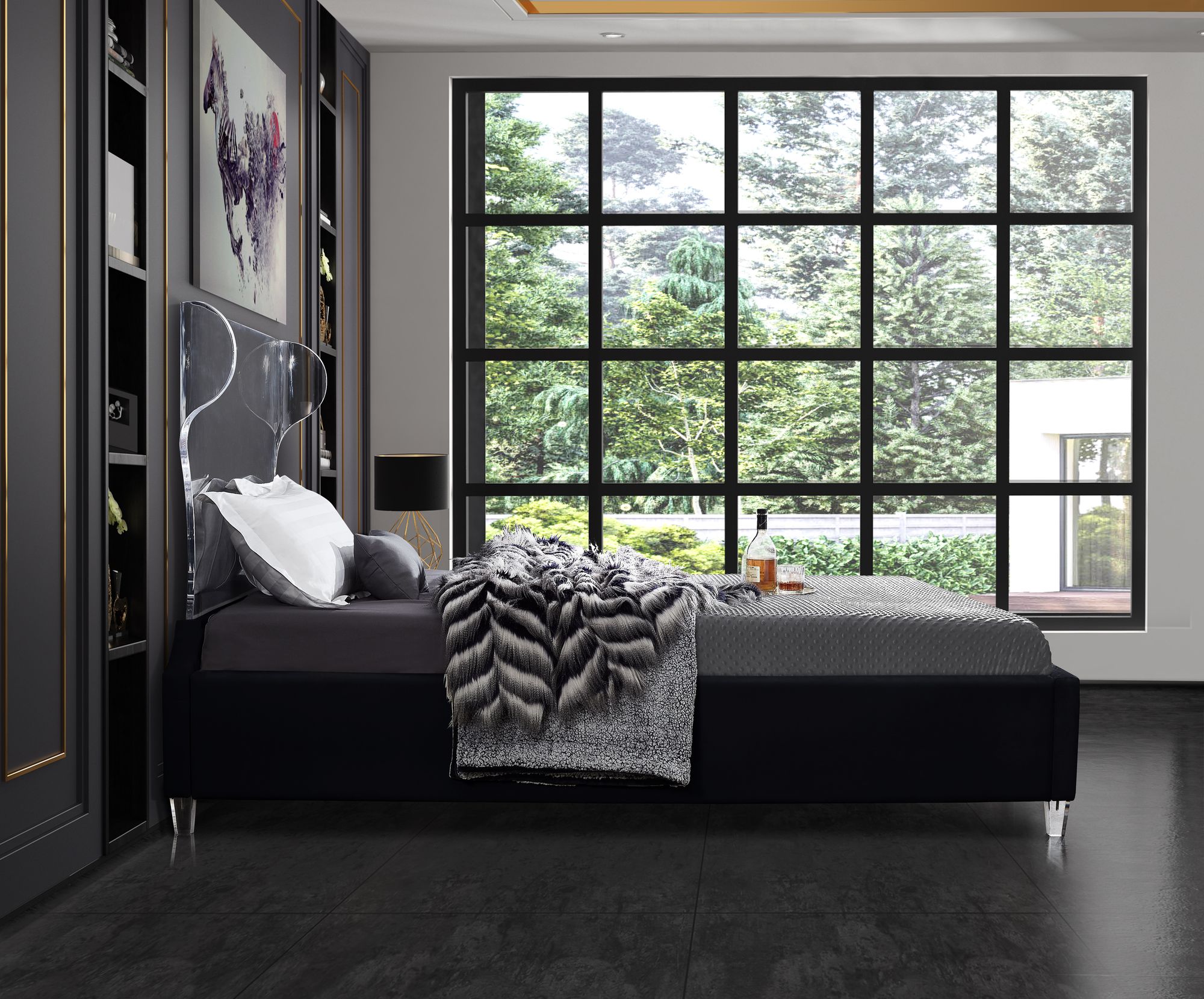 Ghost Velvet Full Size Bed