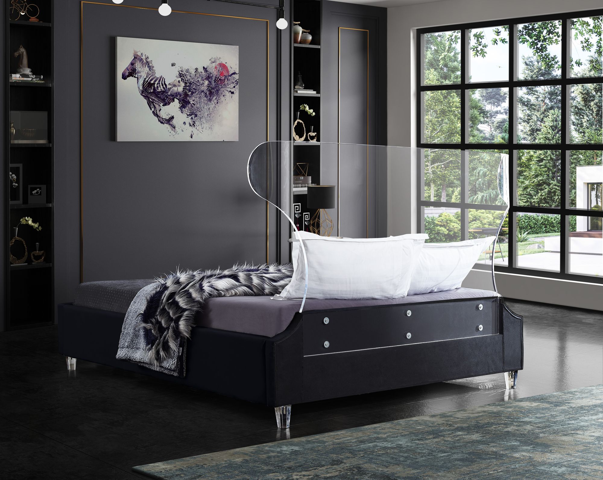 Ghost Velvet Full Size Bed
