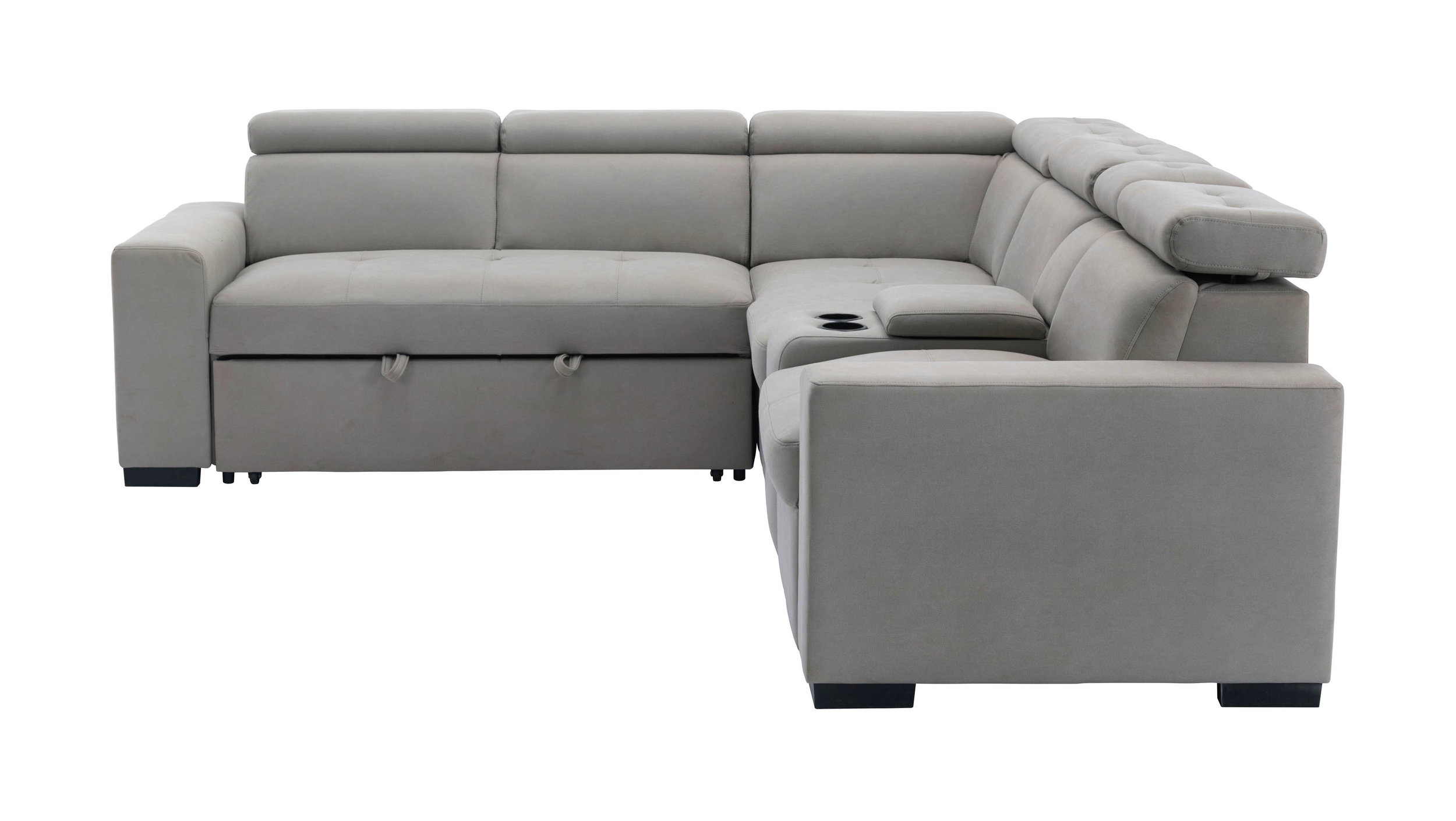 Farrah Microfiber 3‑Piece Sectional with Adjustable Headrests, Pull‑out Bed & Console