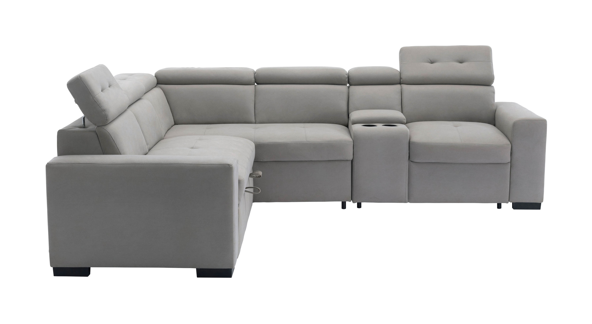 Farrah Microfiber 3‑Piece Sectional with Adjustable Headrests, Pull‑out Bed & Console