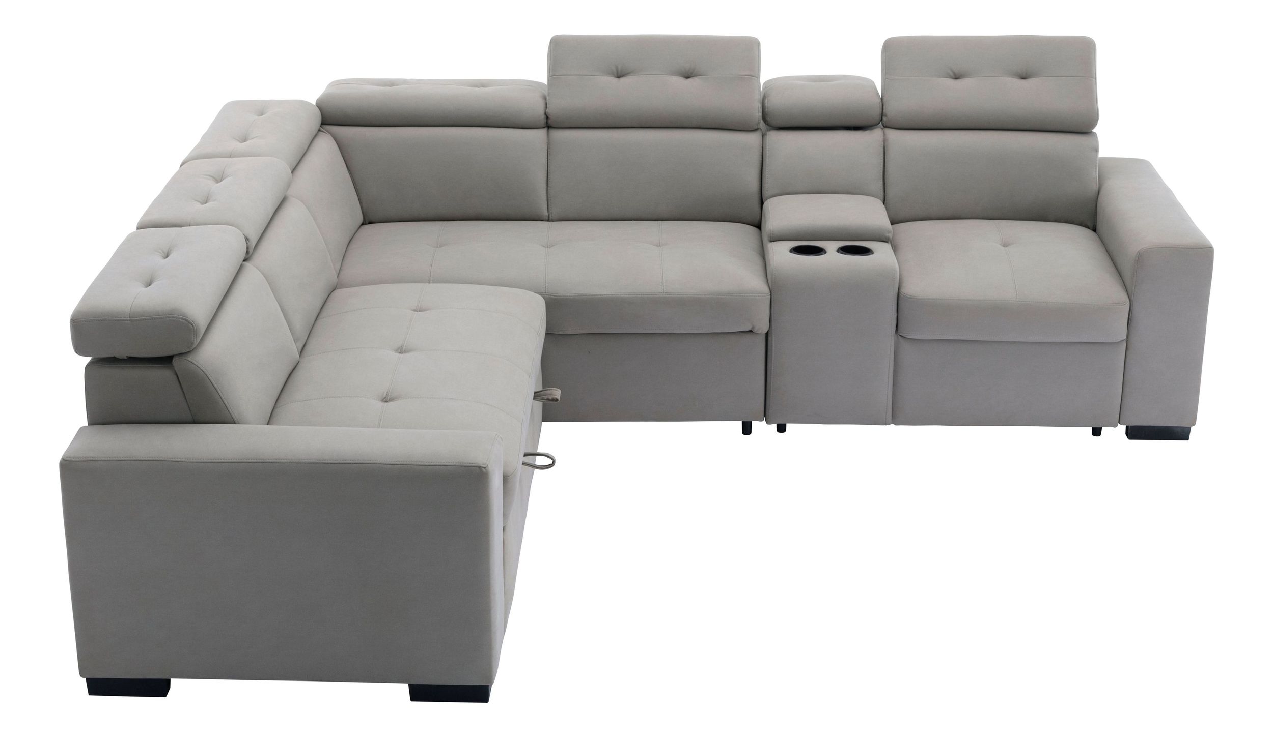 Farrah Microfiber 3‑Piece Sectional with Adjustable Headrests, Pull‑out Bed & Console