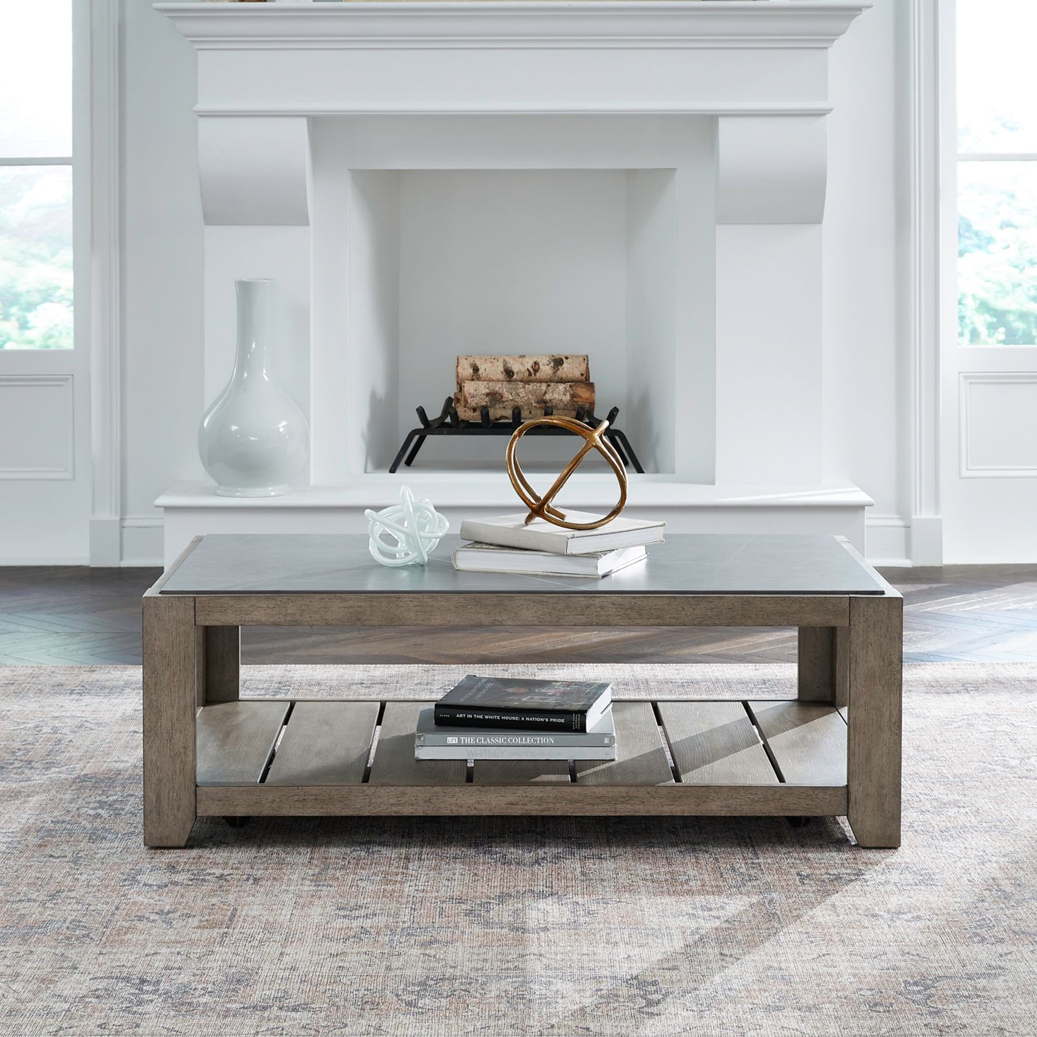 Millstone Rectangular Wood Cocktail Table w/Casters