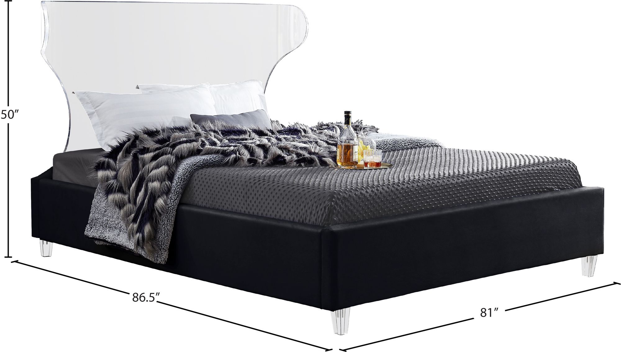 Ghost Velvet King Size Bed
