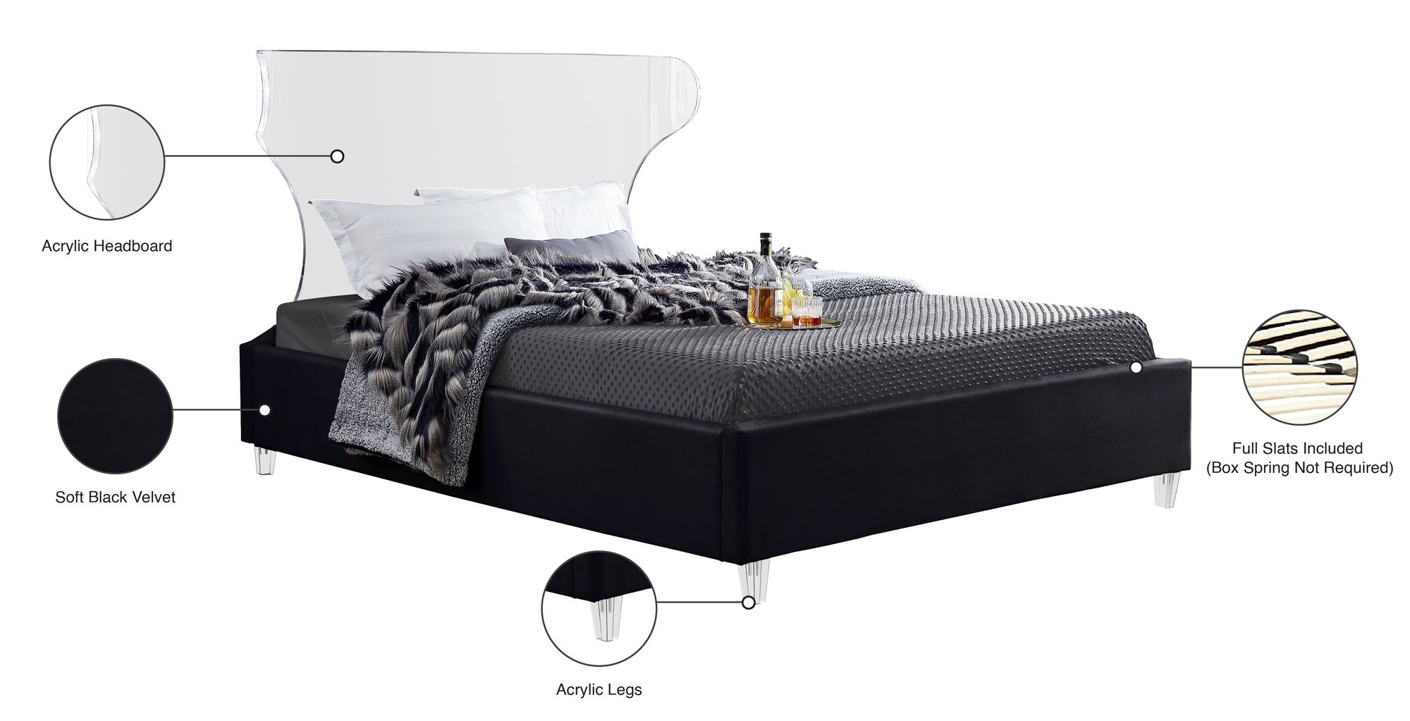 Ghost Velvet King Size Bed