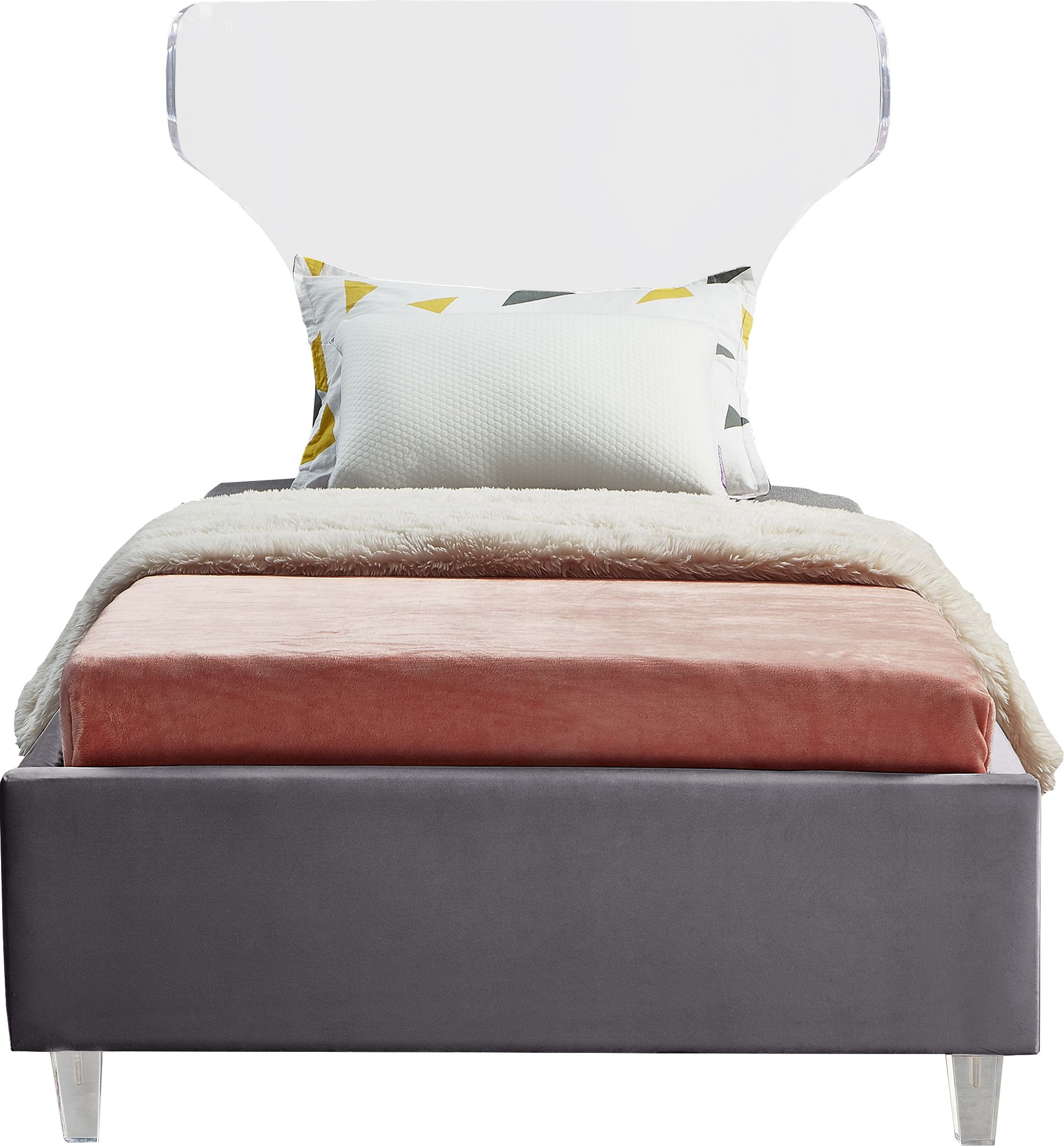 Ghost Velvet Twin Size Bed