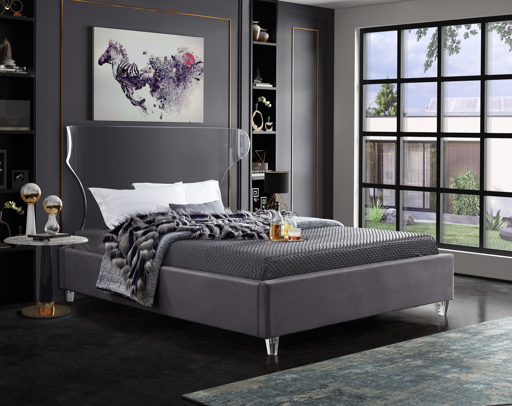 Ghost Velvet Full Size Bed