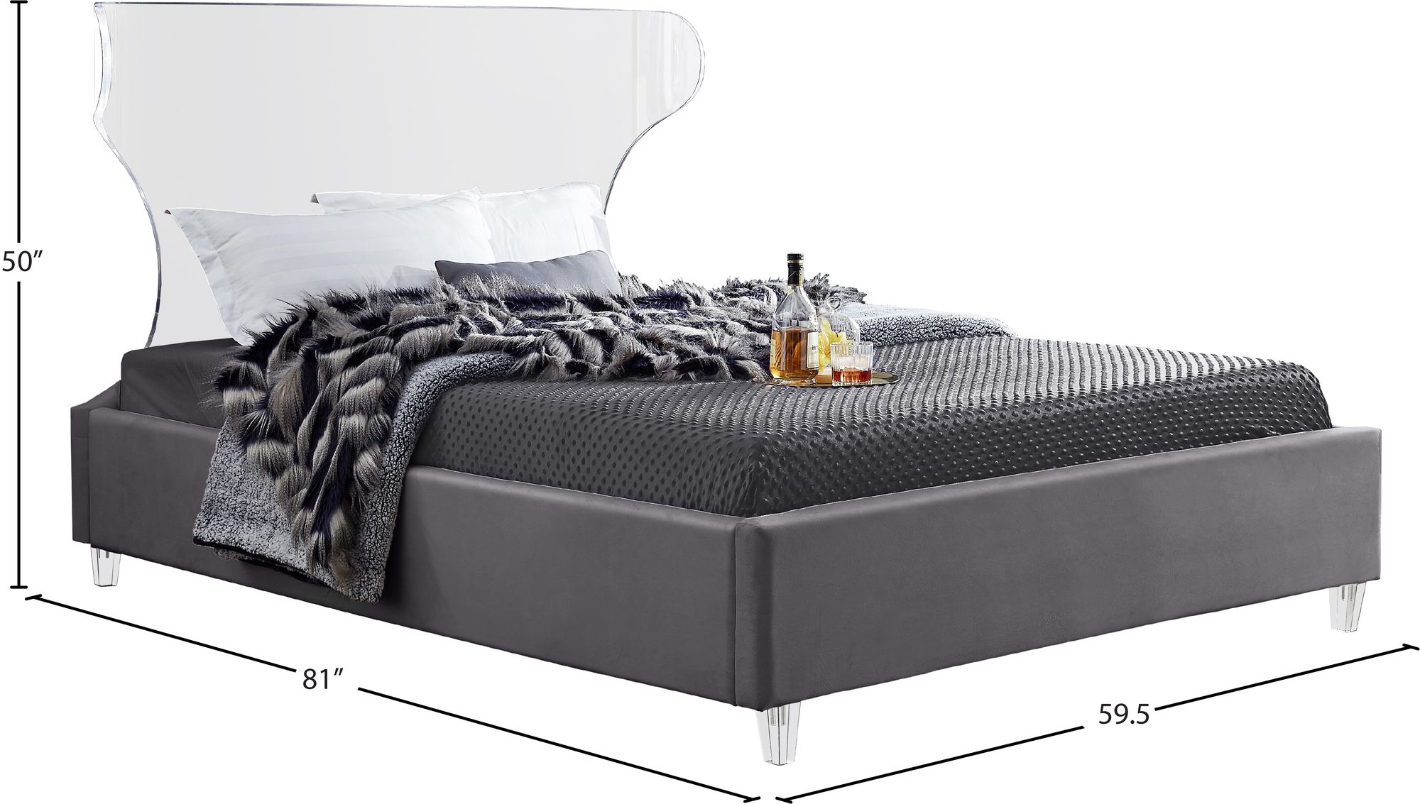 Ghost Velvet Full Size Bed