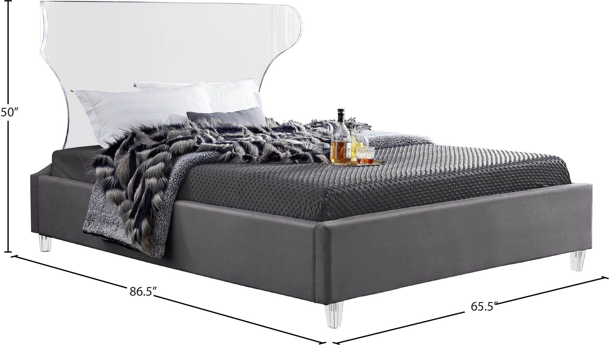 Ghost Velvet Queen Size Bed
