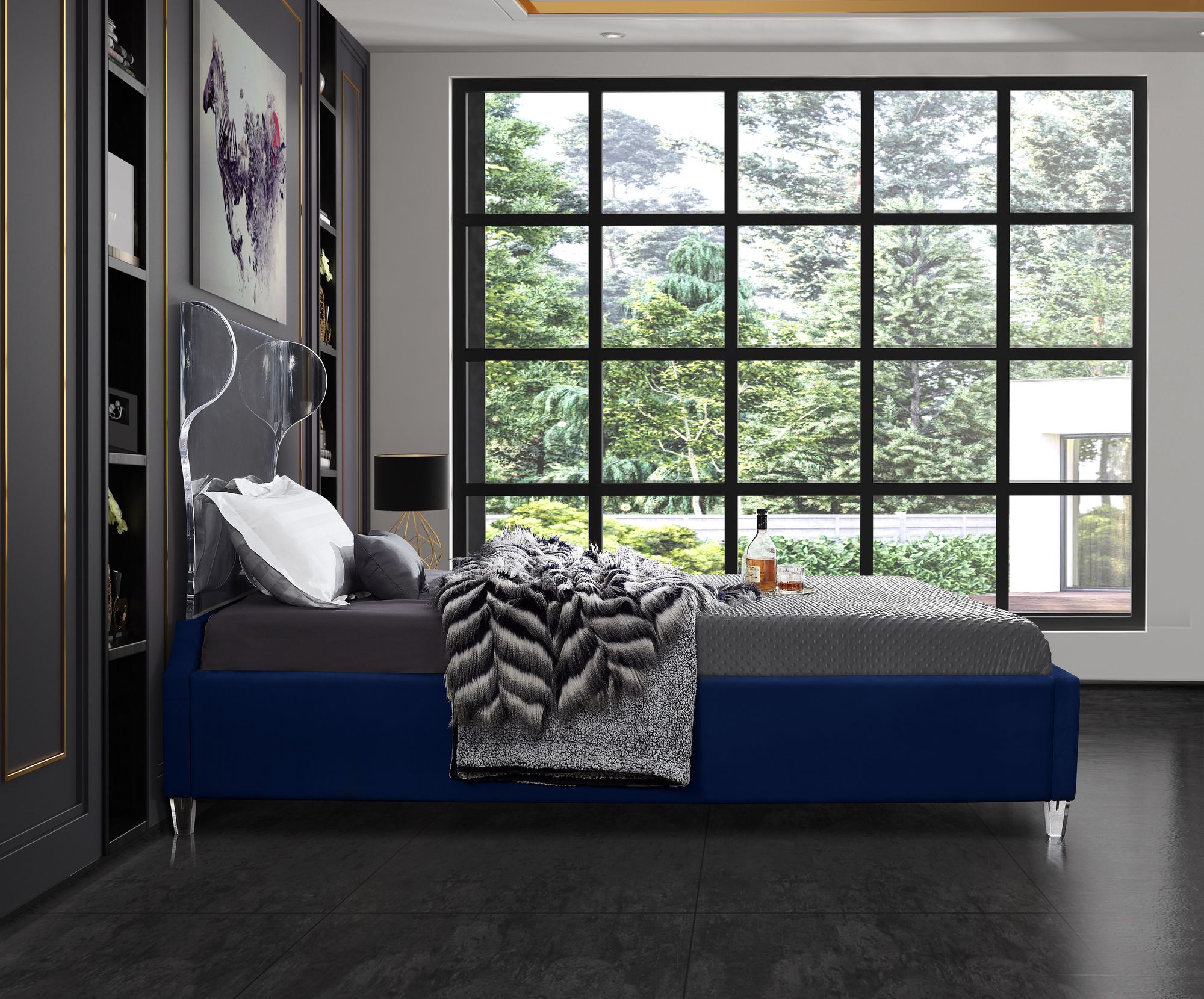 Ghost Velvet Full Size Bed
