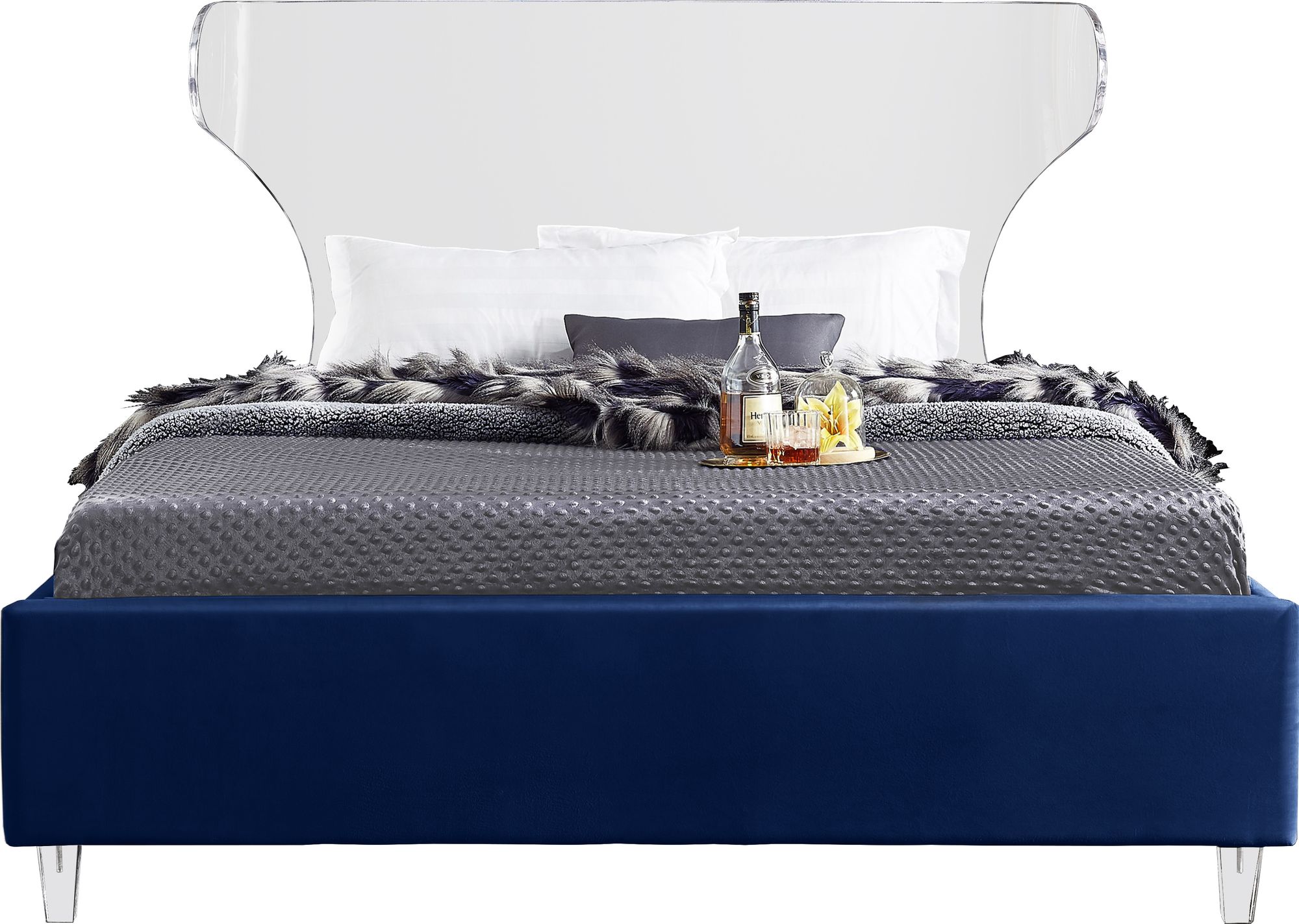 Ghost Velvet Queen Size Bed