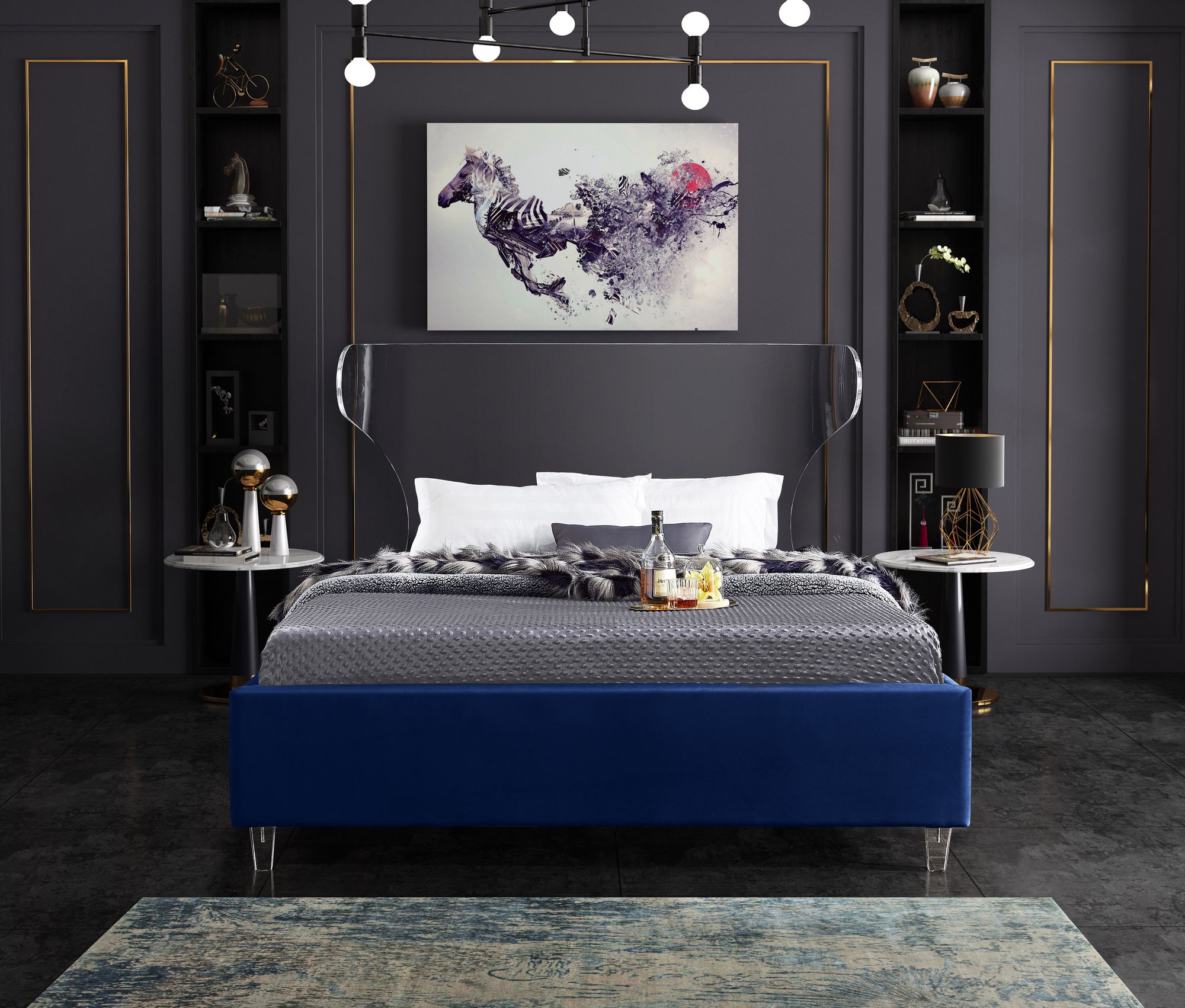 Ghost Velvet King Size Bed