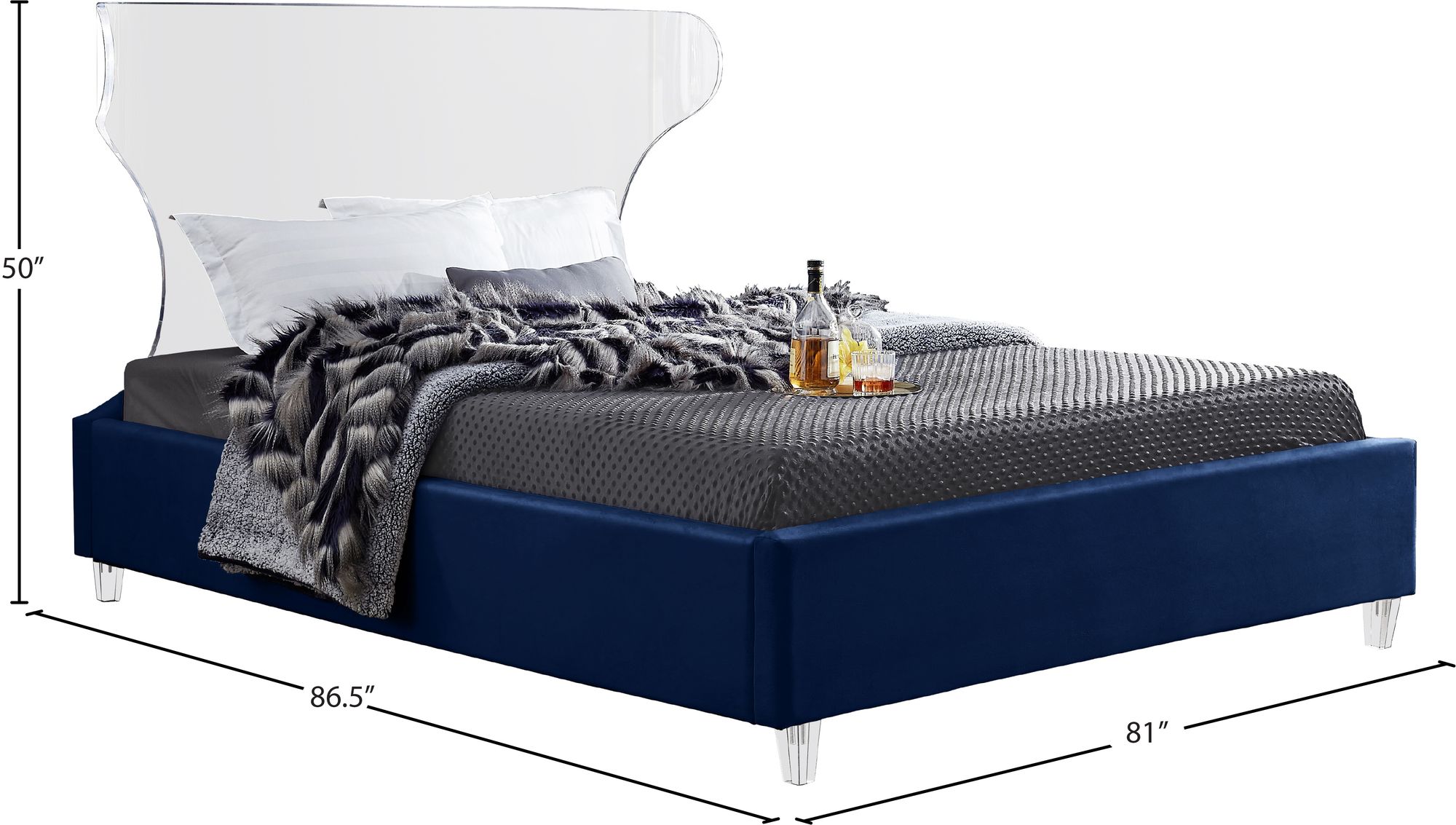 Ghost Velvet King Size Bed