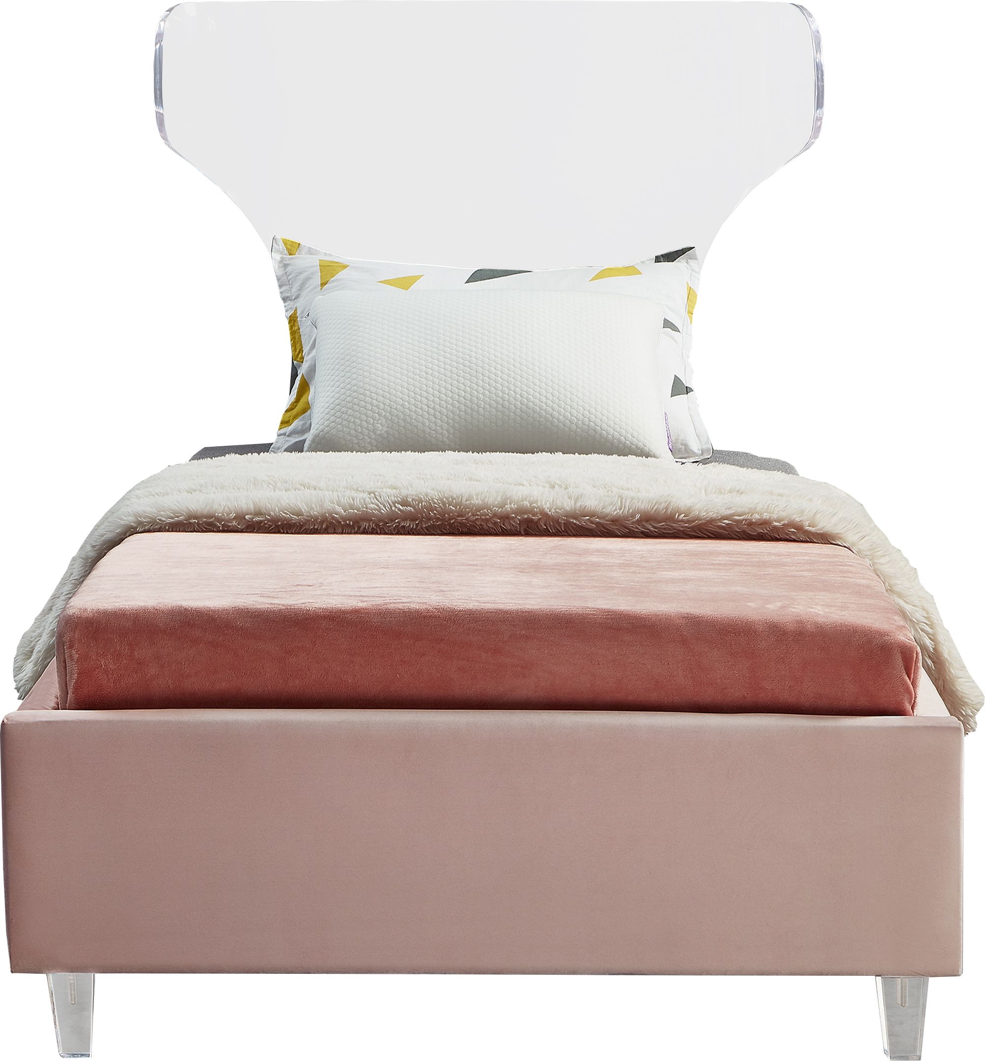 Ghost Velvet Twin Size Bed