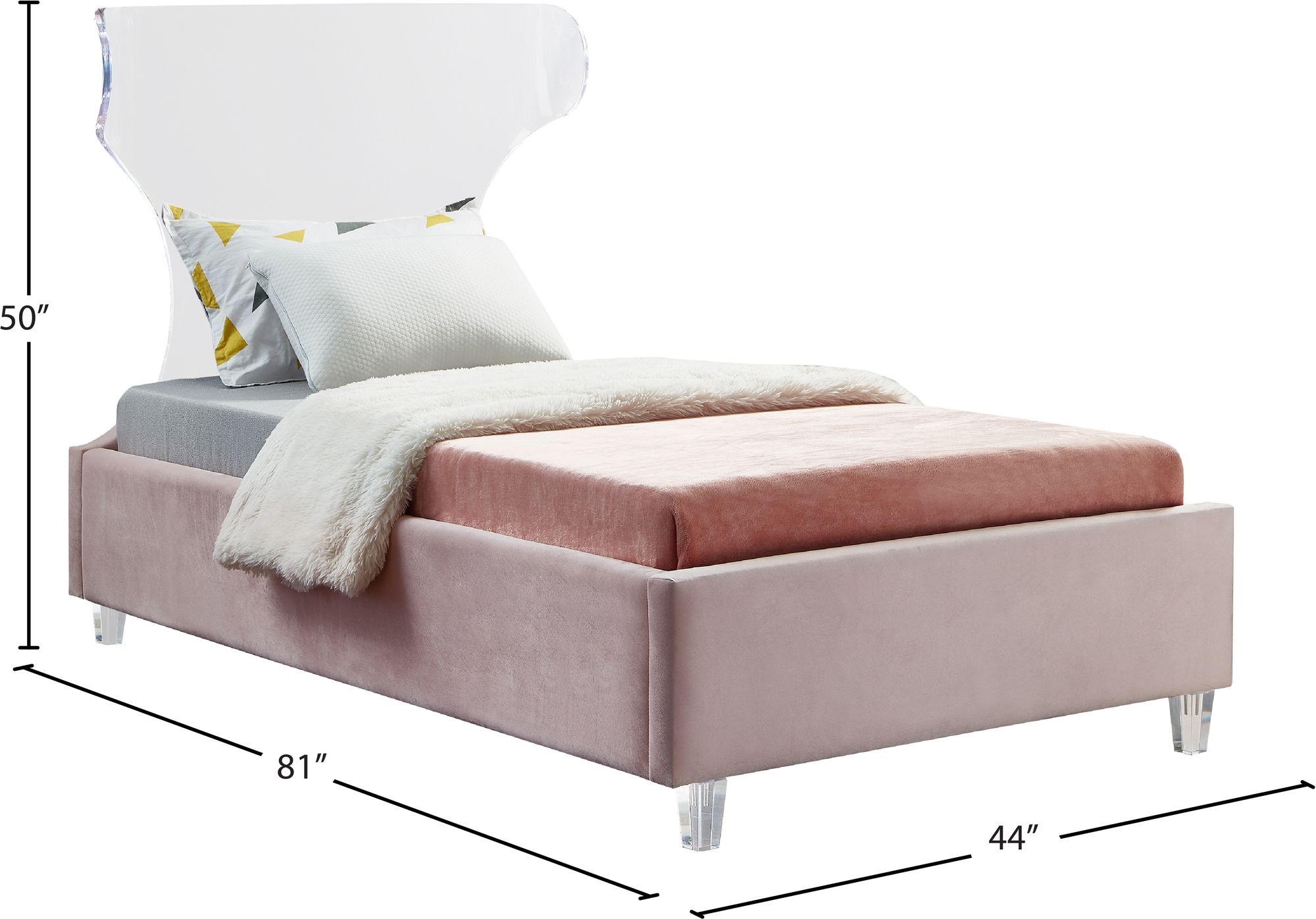 Ghost Velvet Twin Size Bed
