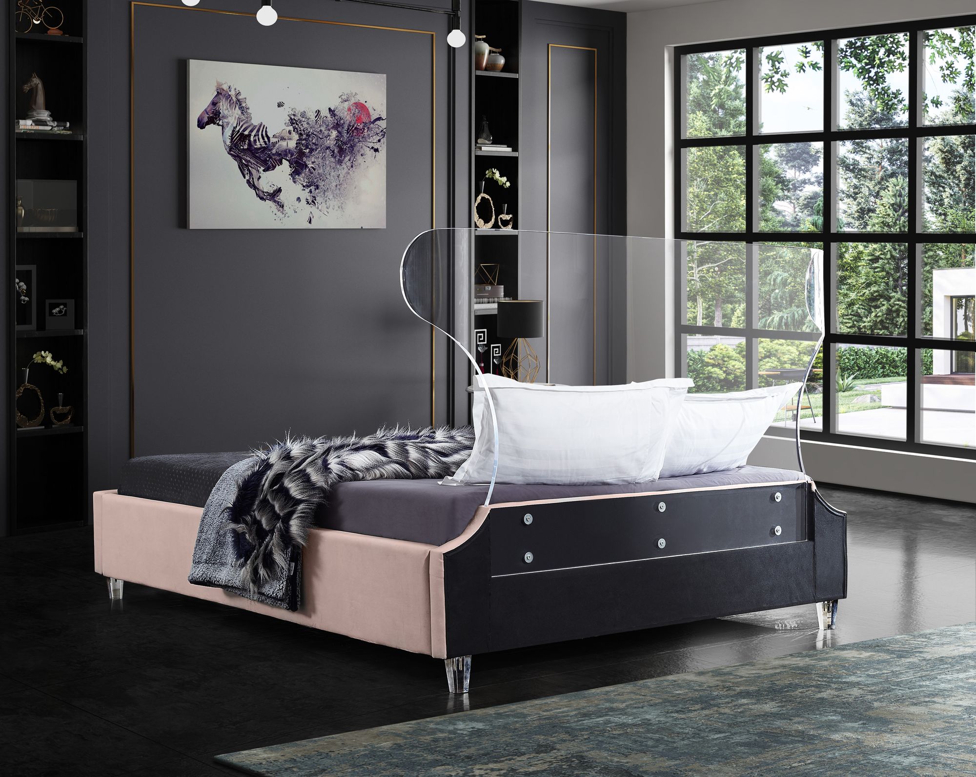 Ghost Velvet Full Size Bed