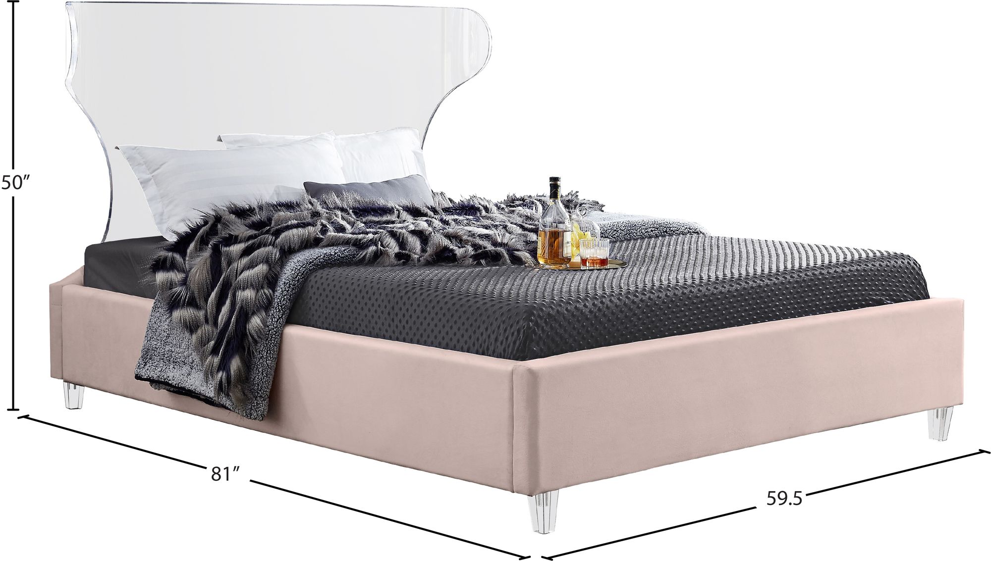 Ghost Velvet Full Size Bed
