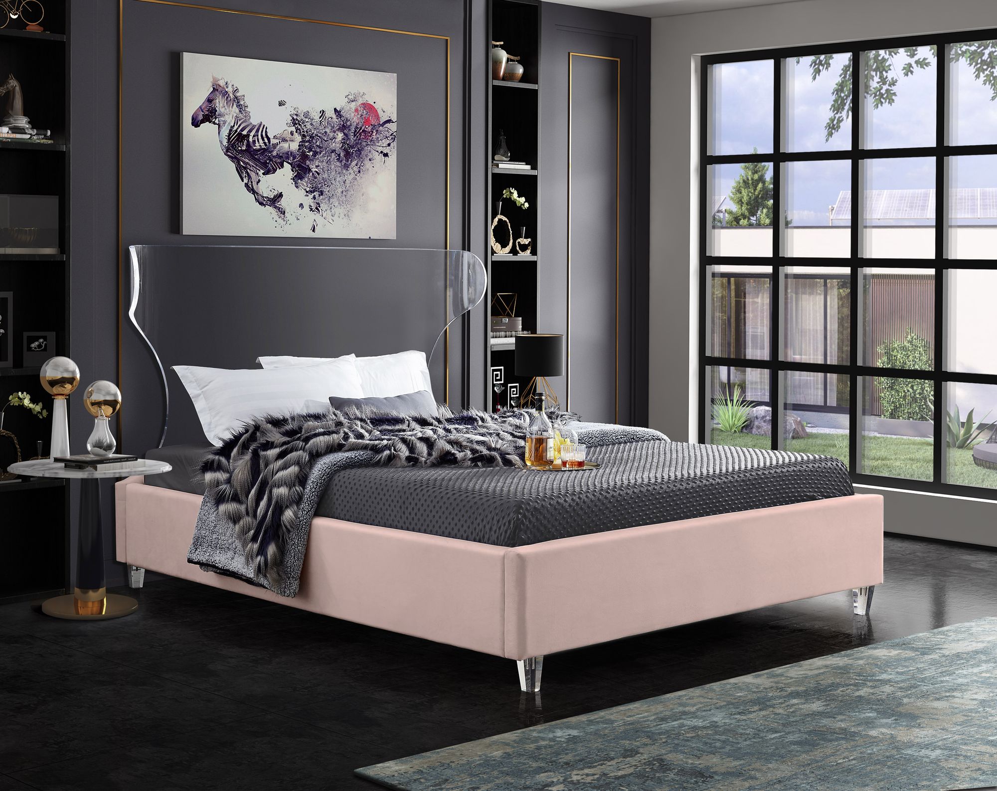 Ghost Velvet King Size Bed
