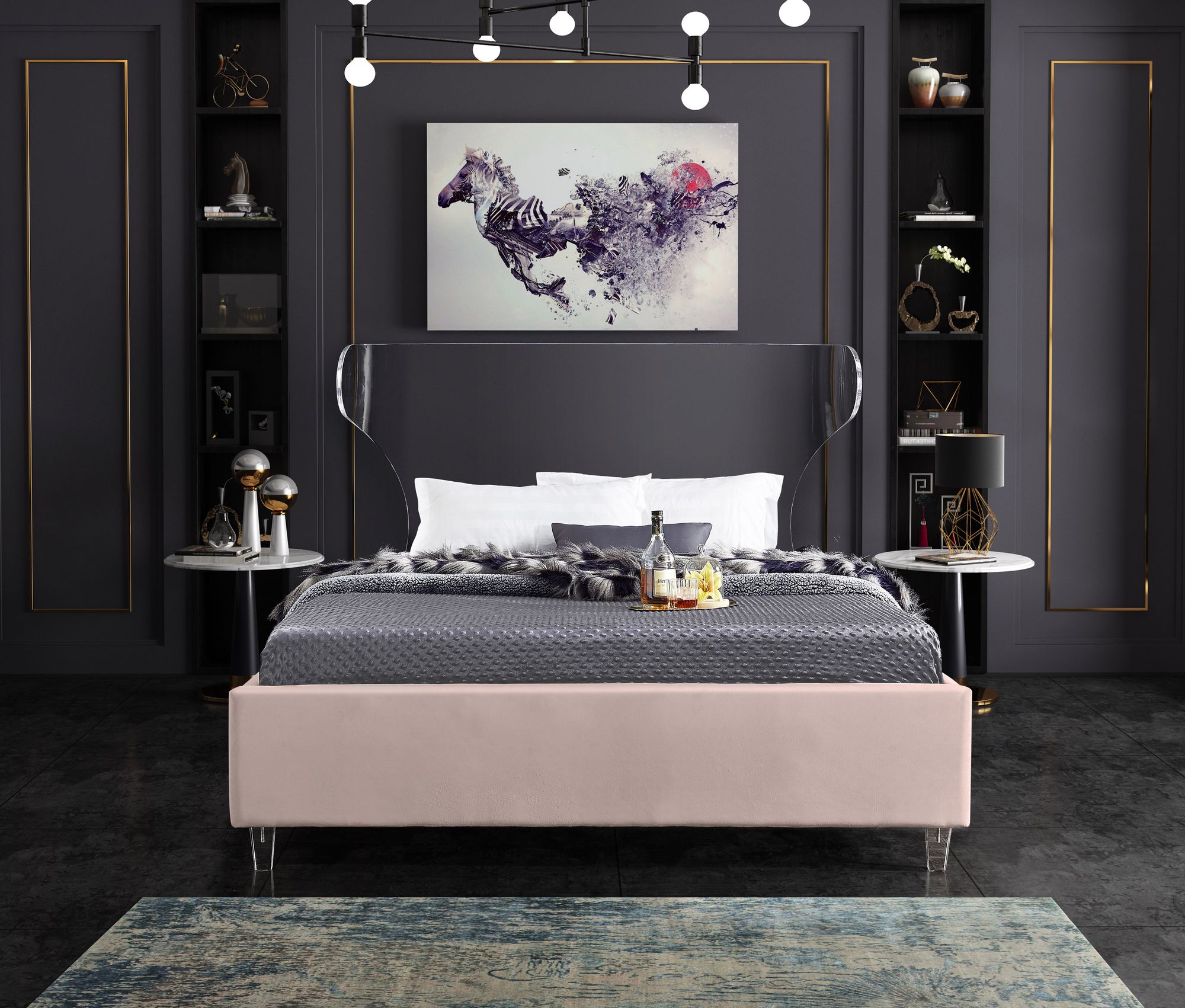 Ghost Velvet King Size Bed