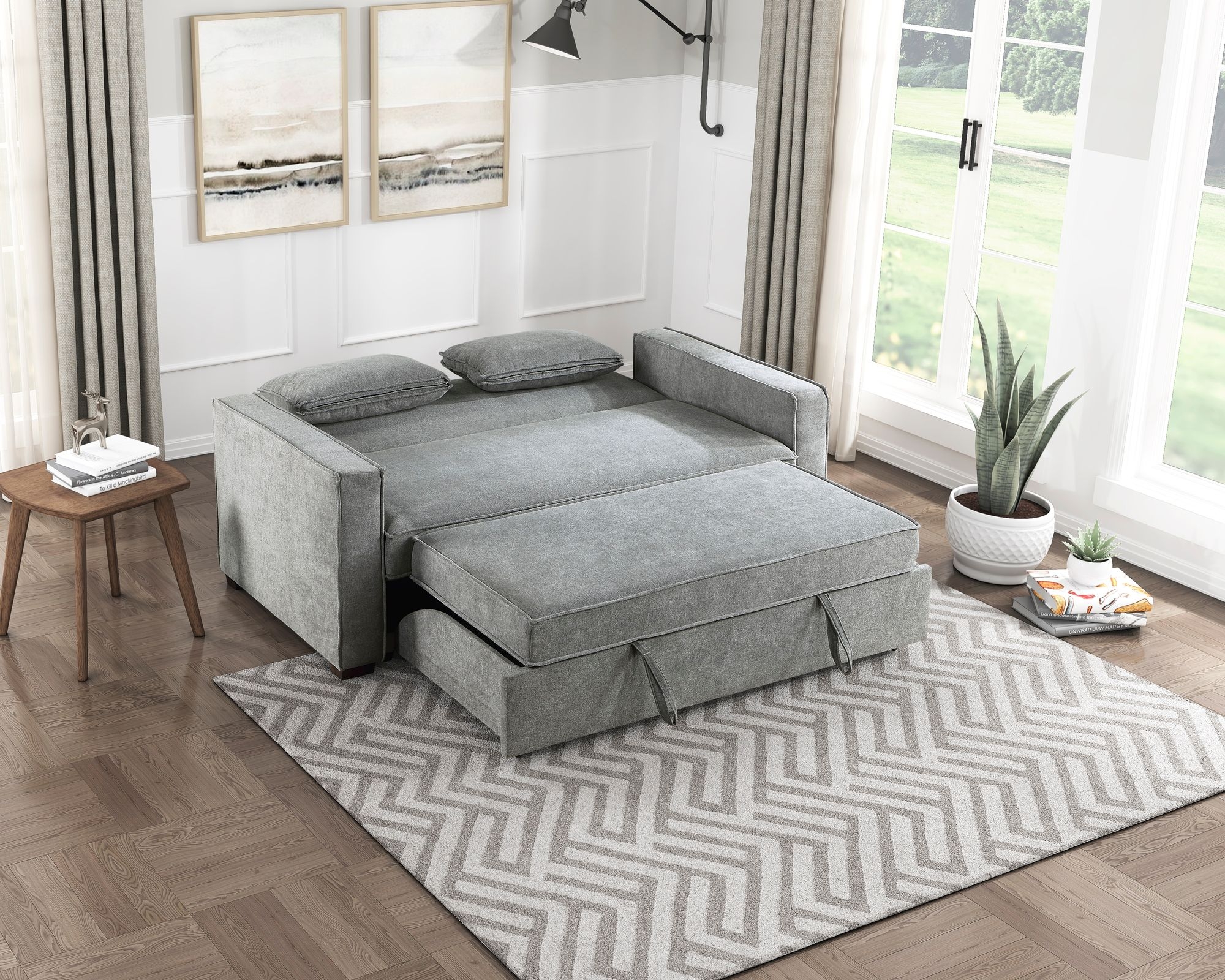 Alta Convertible Fabric Studio Sofa with Pull-out Bed