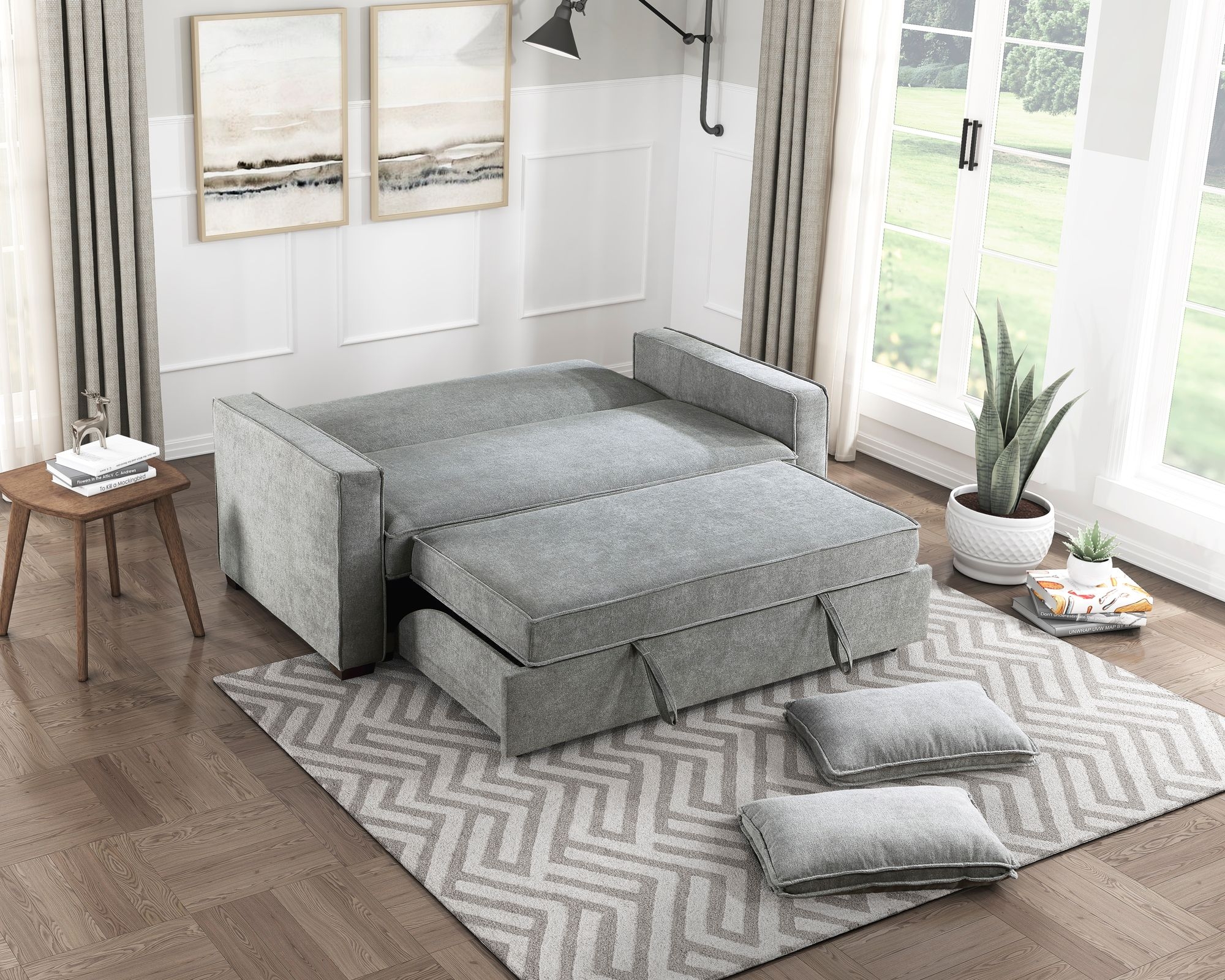 Alta Convertible Fabric Studio Sofa with Pull-out Bed