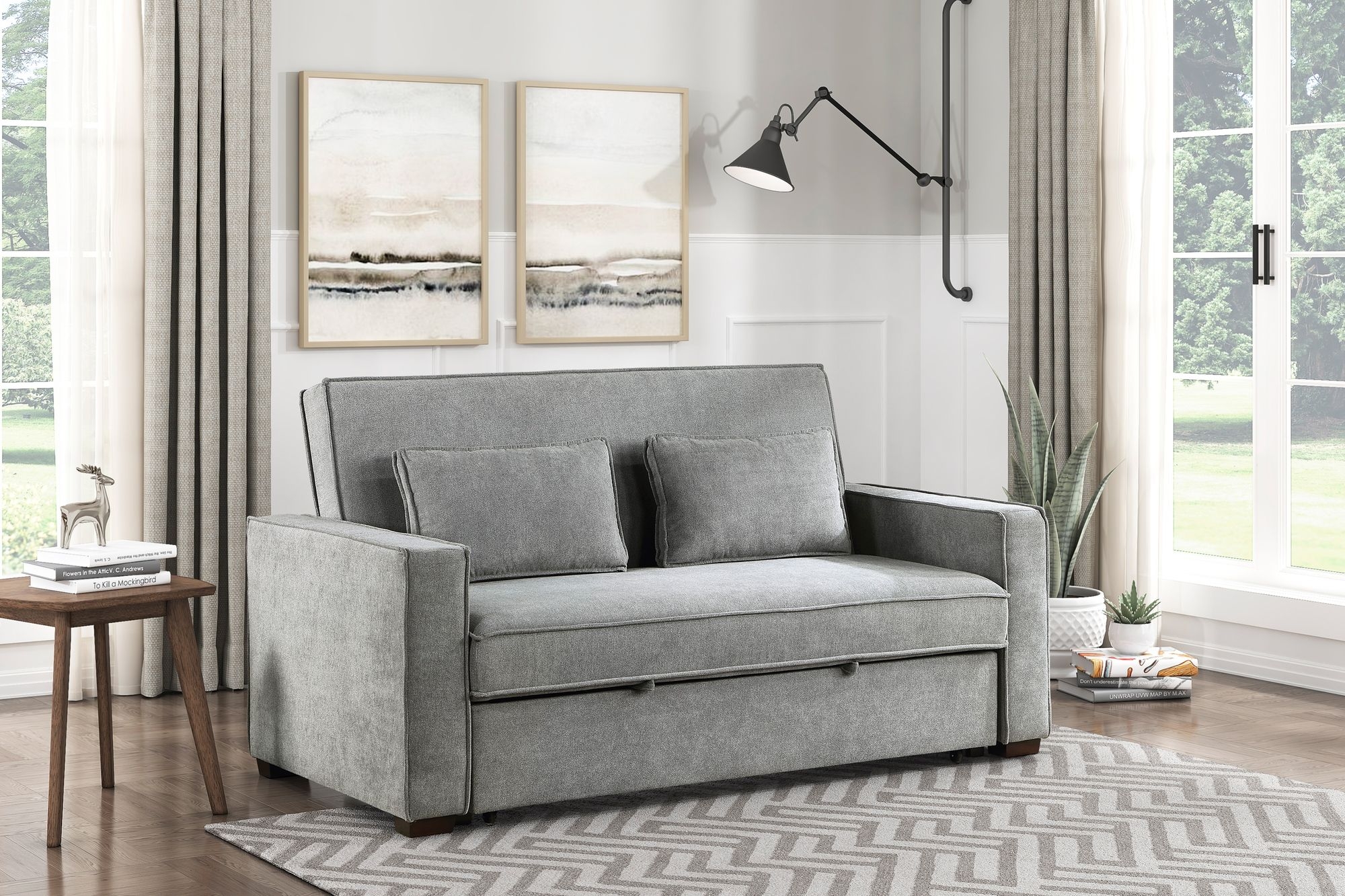 Alta Convertible Fabric Studio Sofa with Pull-out Bed