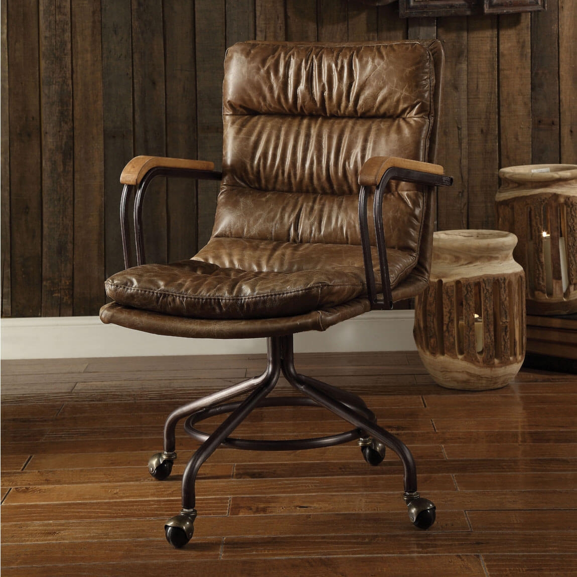 Harith Top Grain Leather Executive Office Chair w/Footring