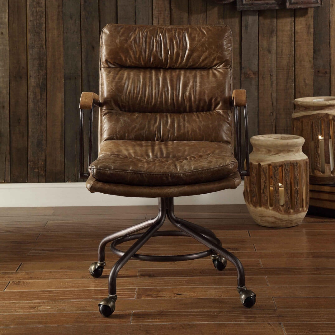 Harith Top Grain Leather Executive Office Chair w/Footring