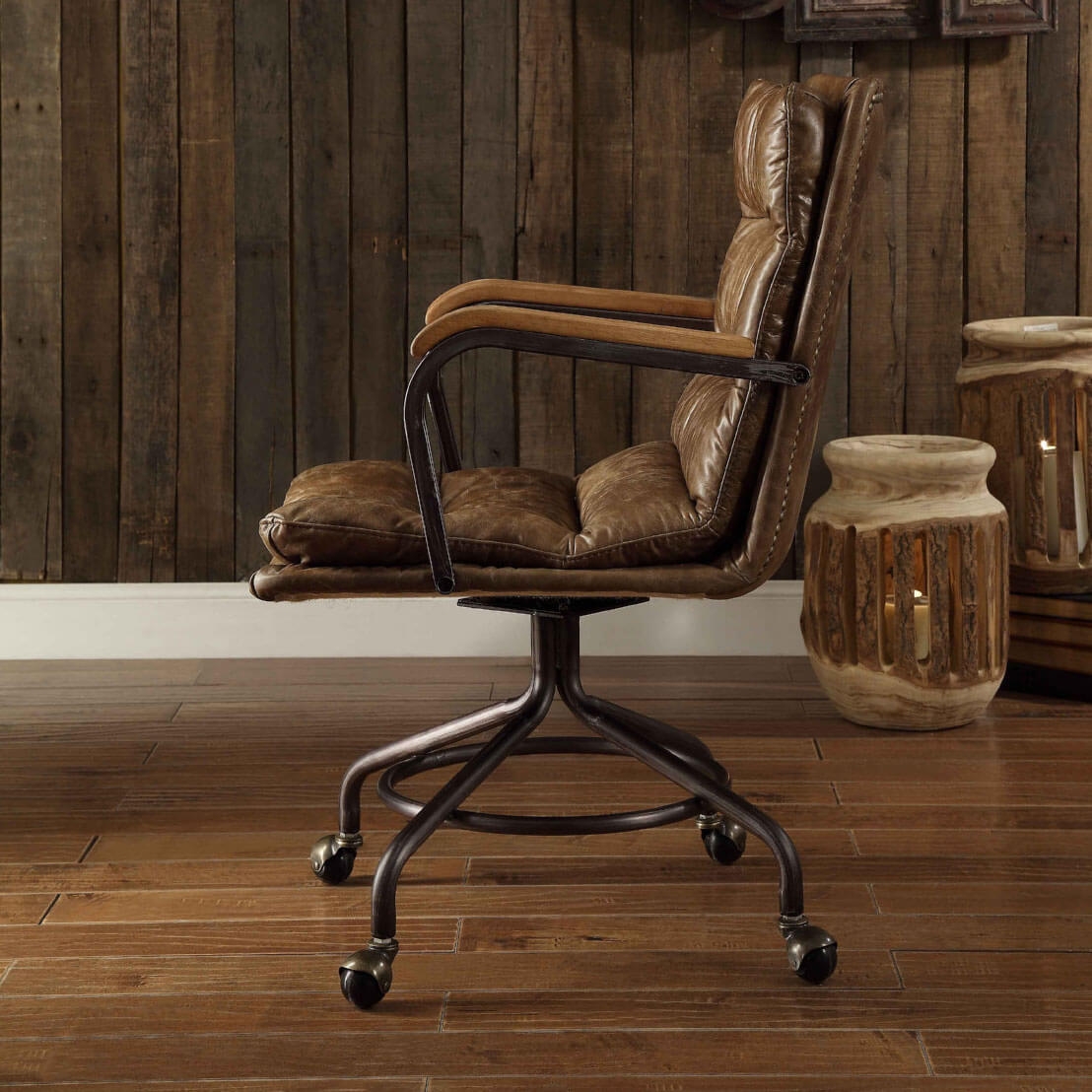 Harith Top Grain Leather Executive Office Chair w/Footring