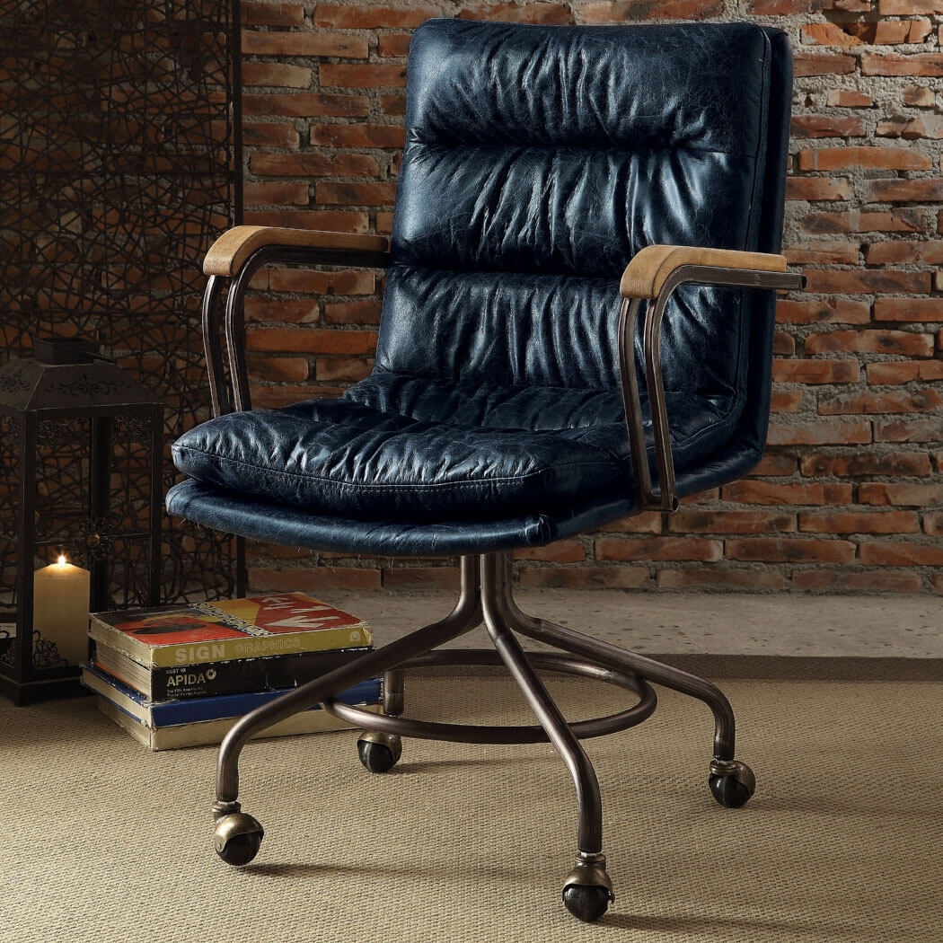 Harith Top Grain Leather Executive Office Chair w/Footring