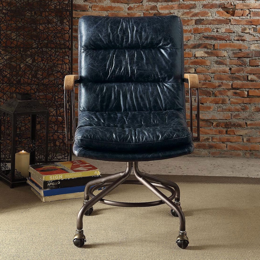 Harith Top Grain Leather Executive Office Chair w/Footring