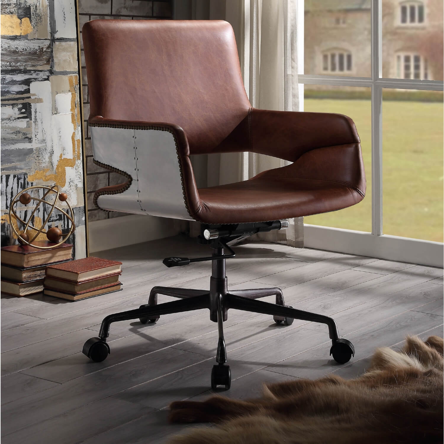 Kamau Top Grain Leather/Aluminum Executive Office Chair