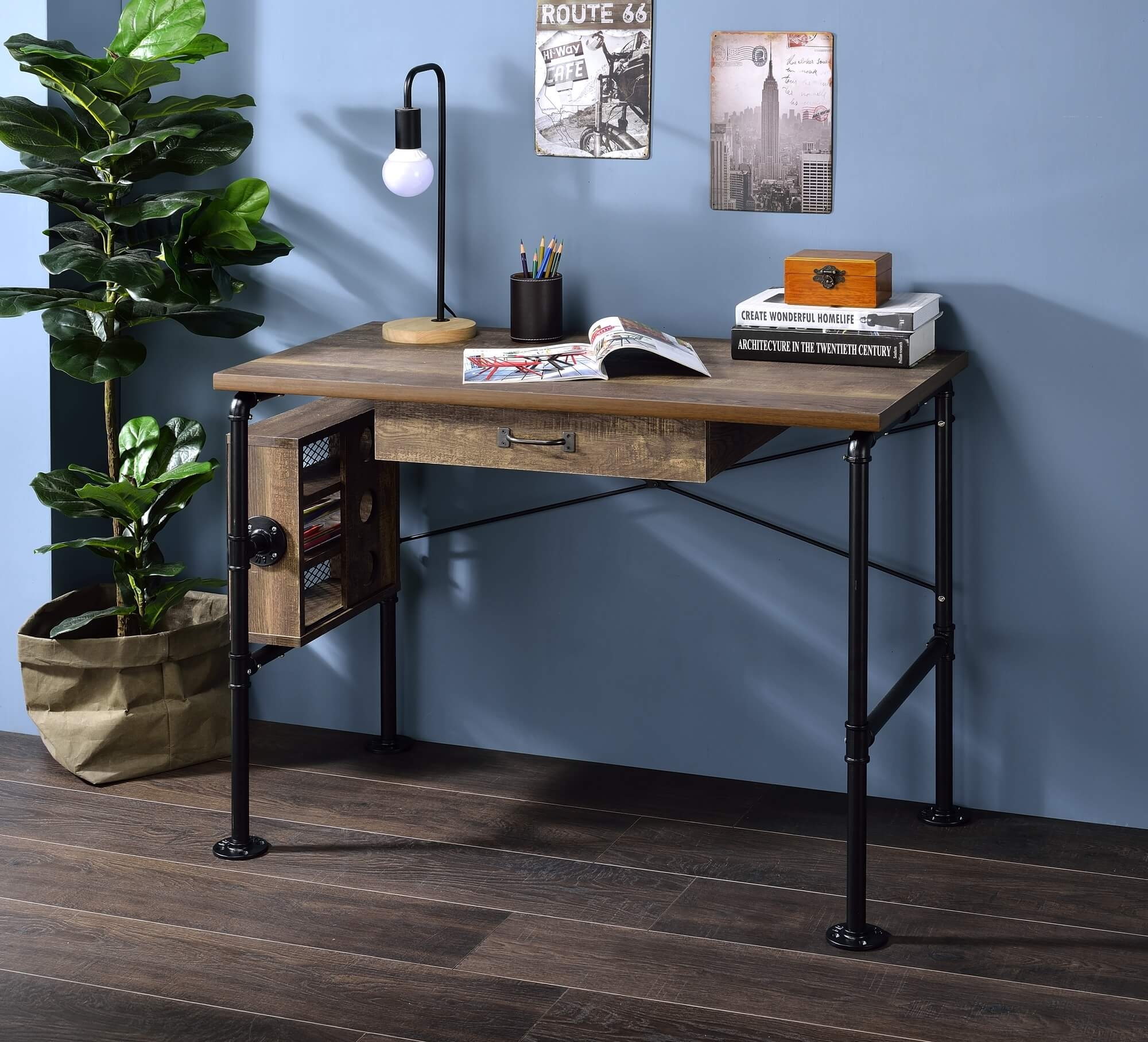 Endang Wood/Metal Writing Desk