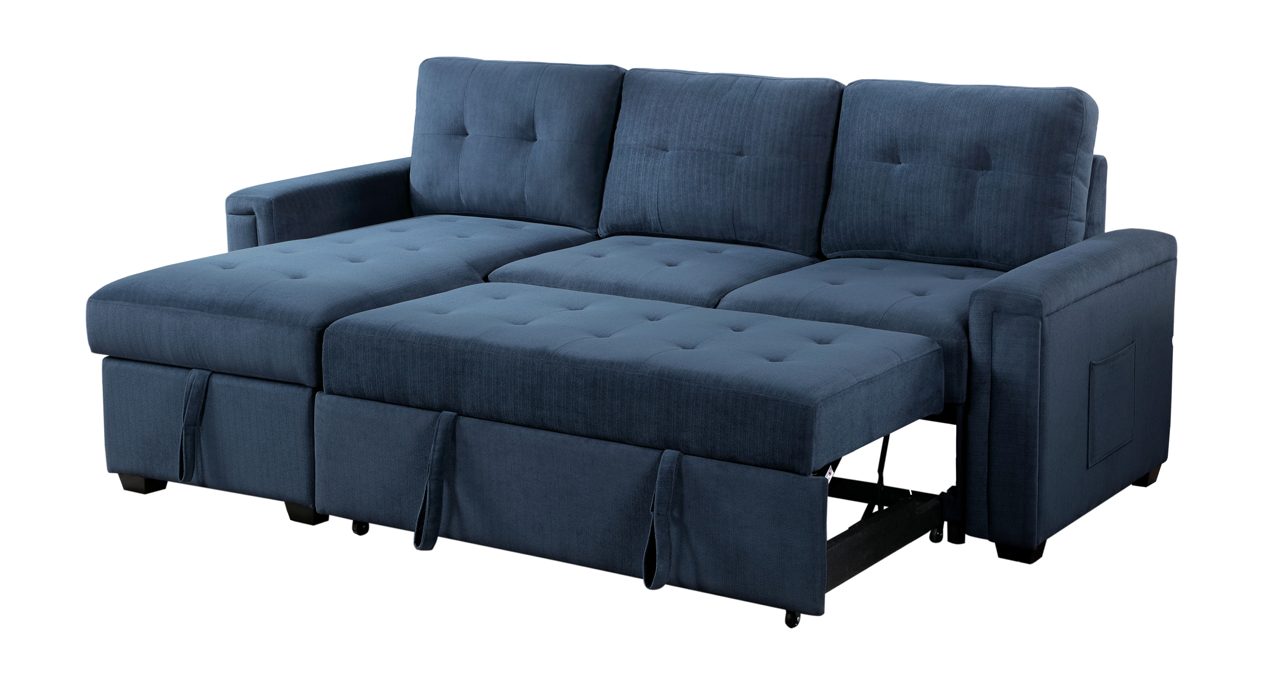 Barbara Polyester Reversible Sectional Sofa Chaise with Hidden Storage & Pull‑out Bed