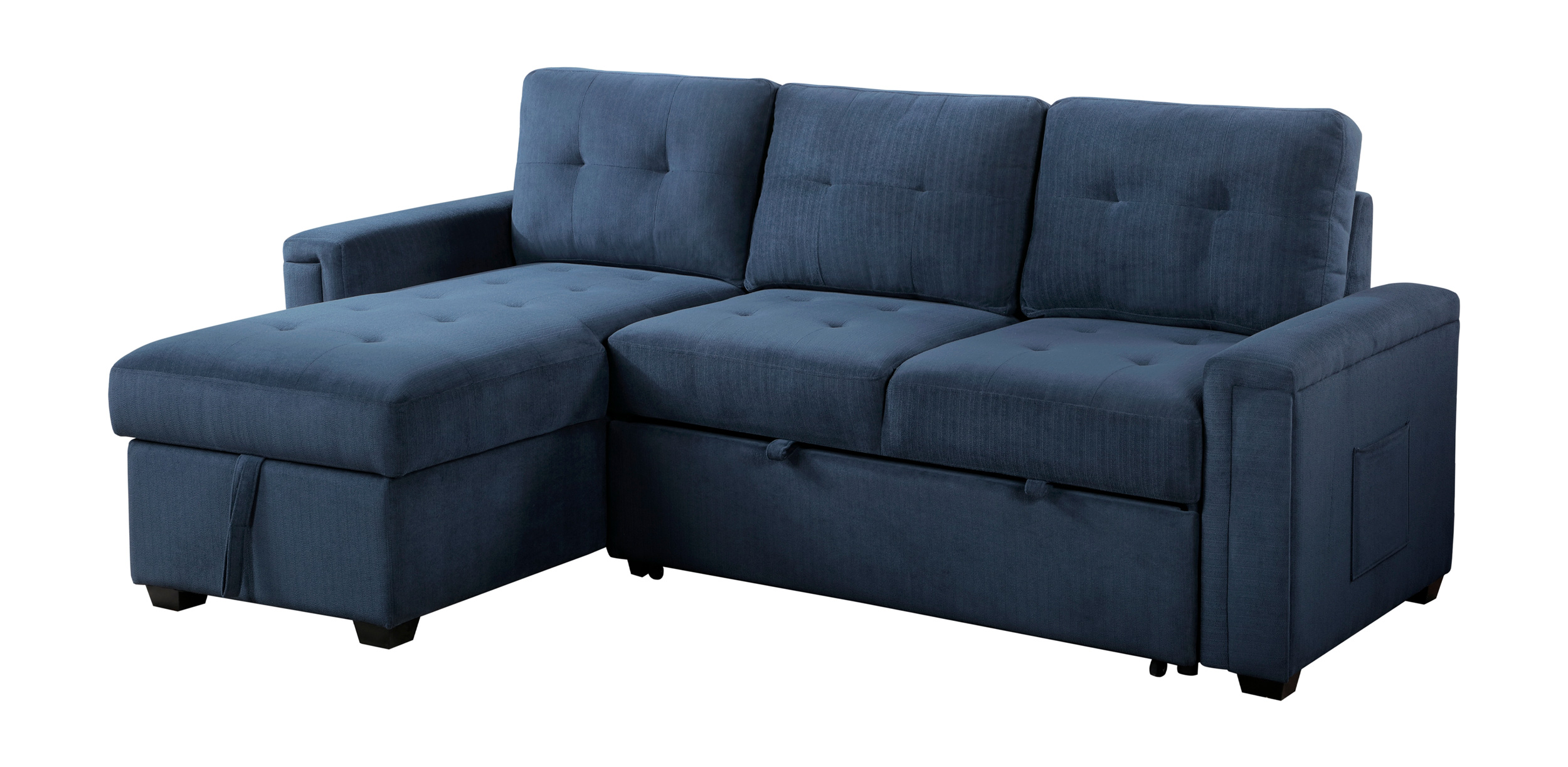 Barbara Polyester Reversible Sectional Sofa Chaise with Hidden Storage & Pull‑out Bed