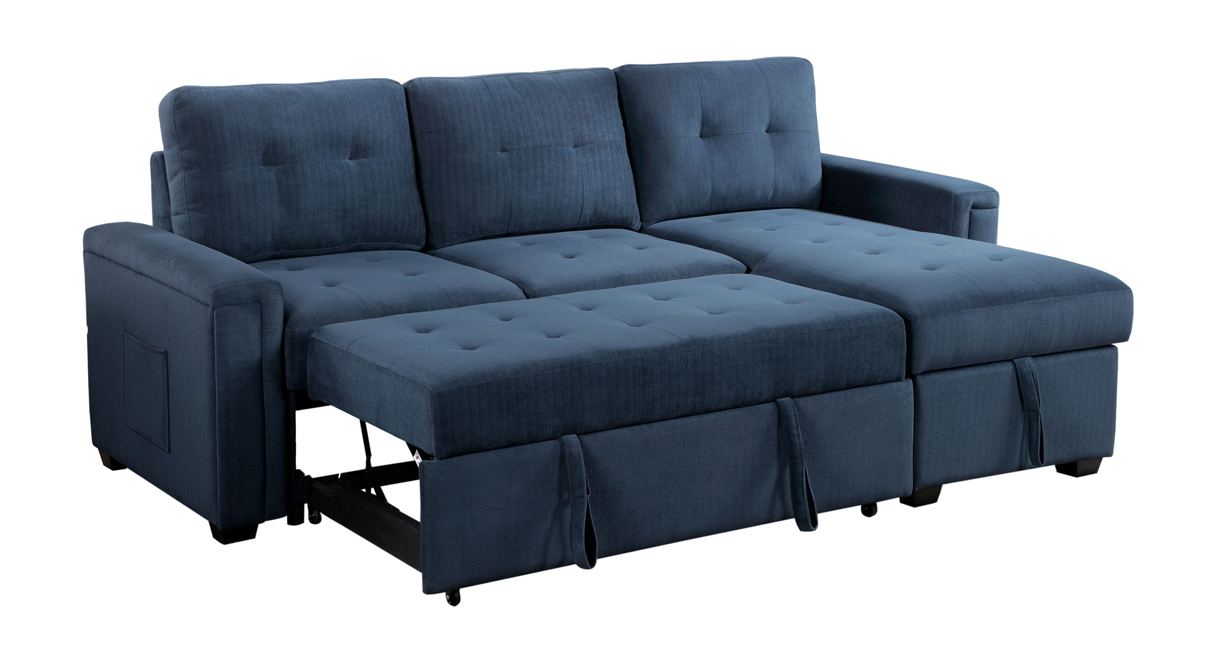 Barbara Polyester Reversible Sectional Sofa Chaise with Hidden Storage & Pull‑out Bed