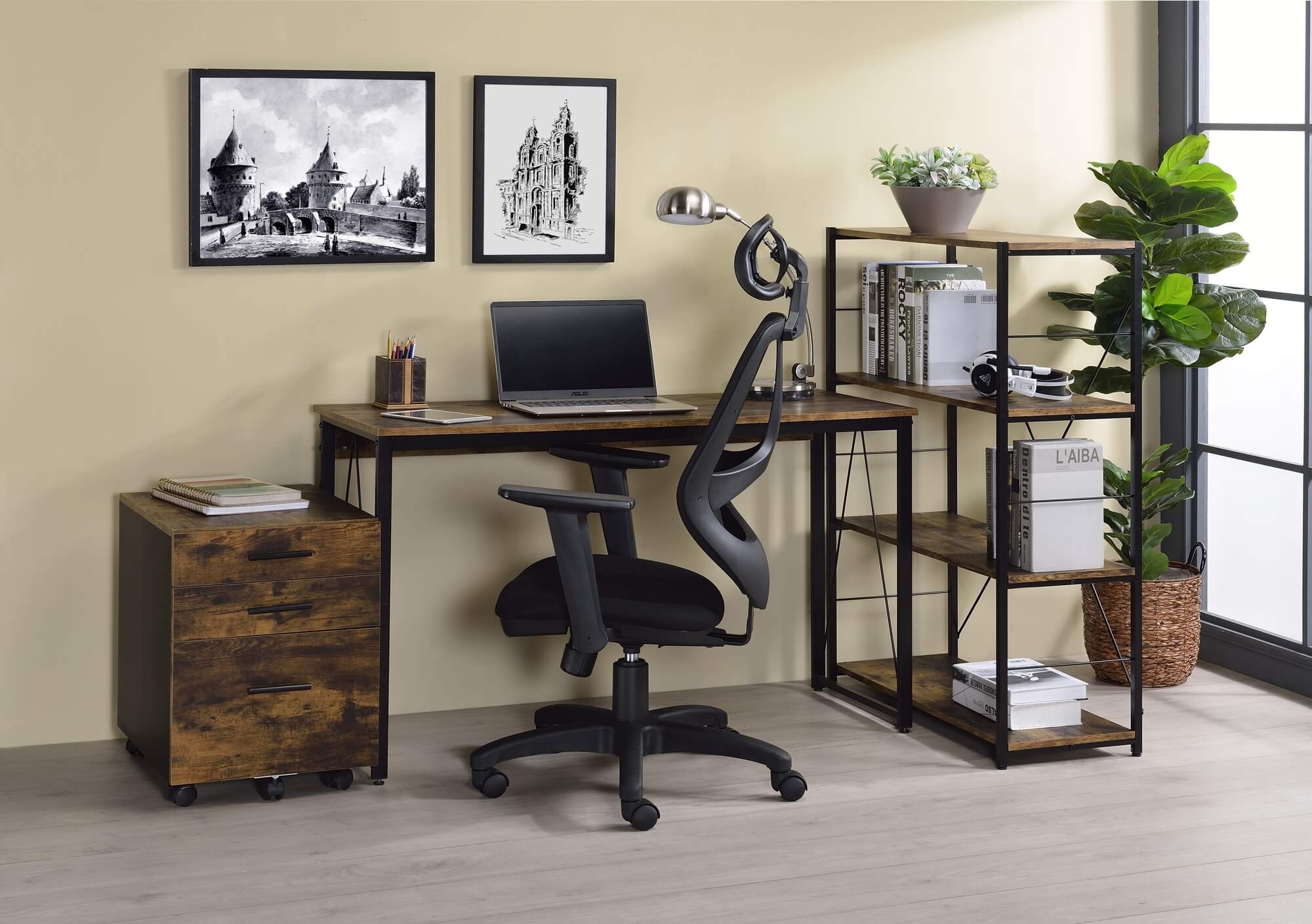 Zaidin Wood Veneer/Metal 47" Writing Desk