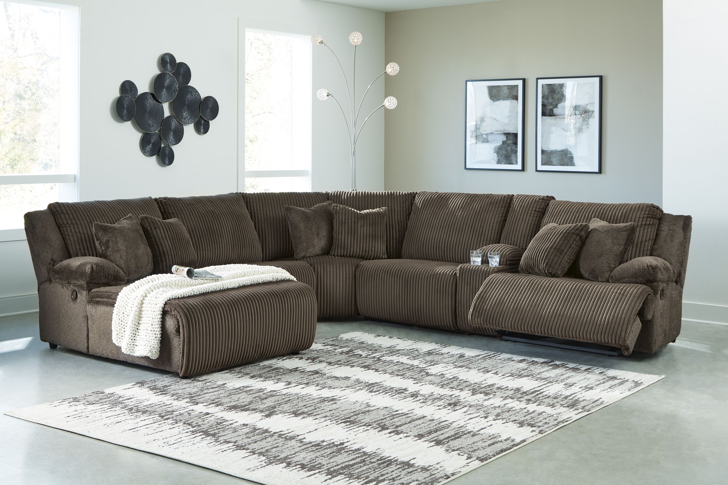Top Tier Polyester 6-Piece U-Shaped Reclining Sectional Sofa