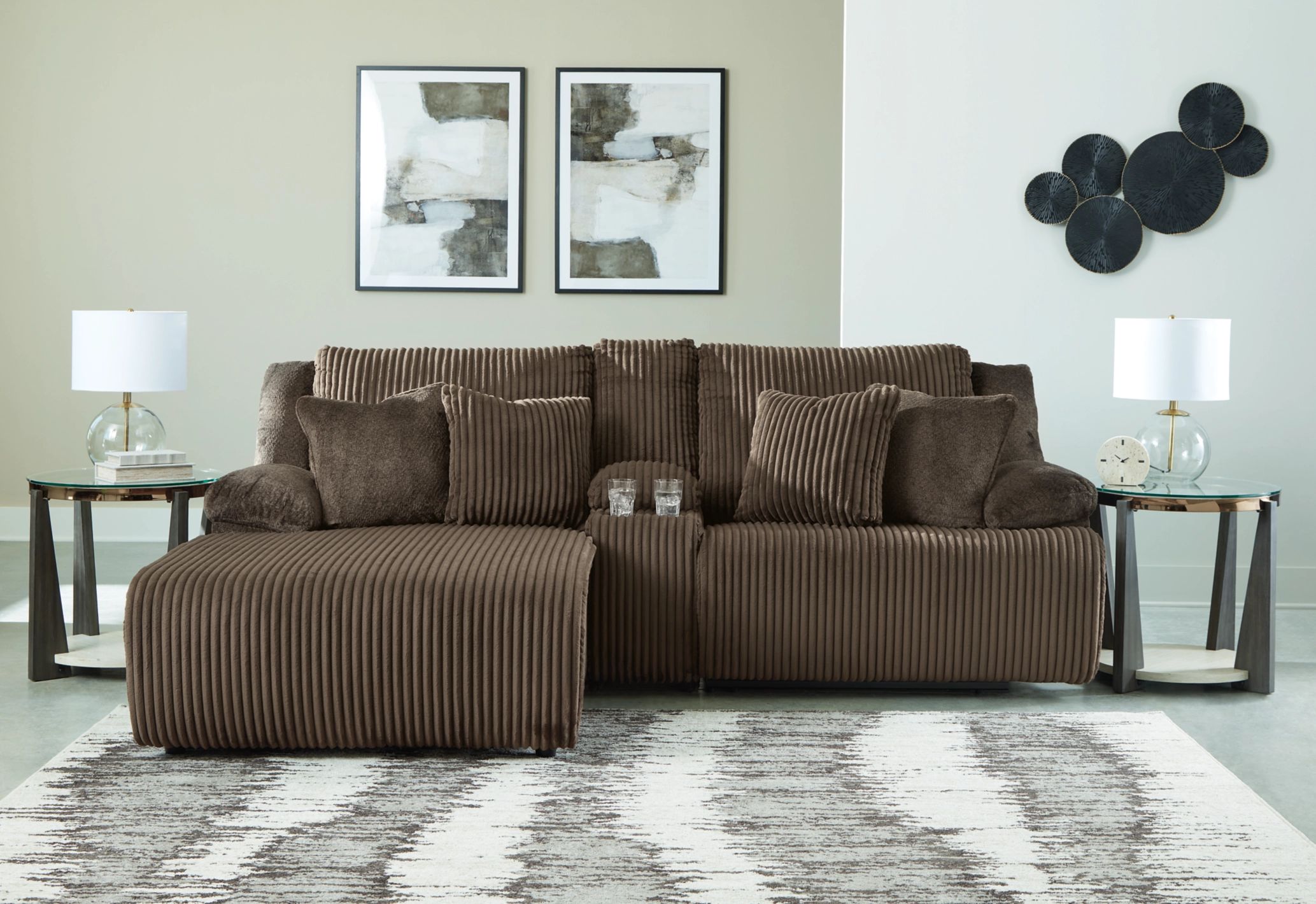 Top Tier Polyester 3-Piece Reclining Sectional Sofa w/Chaise