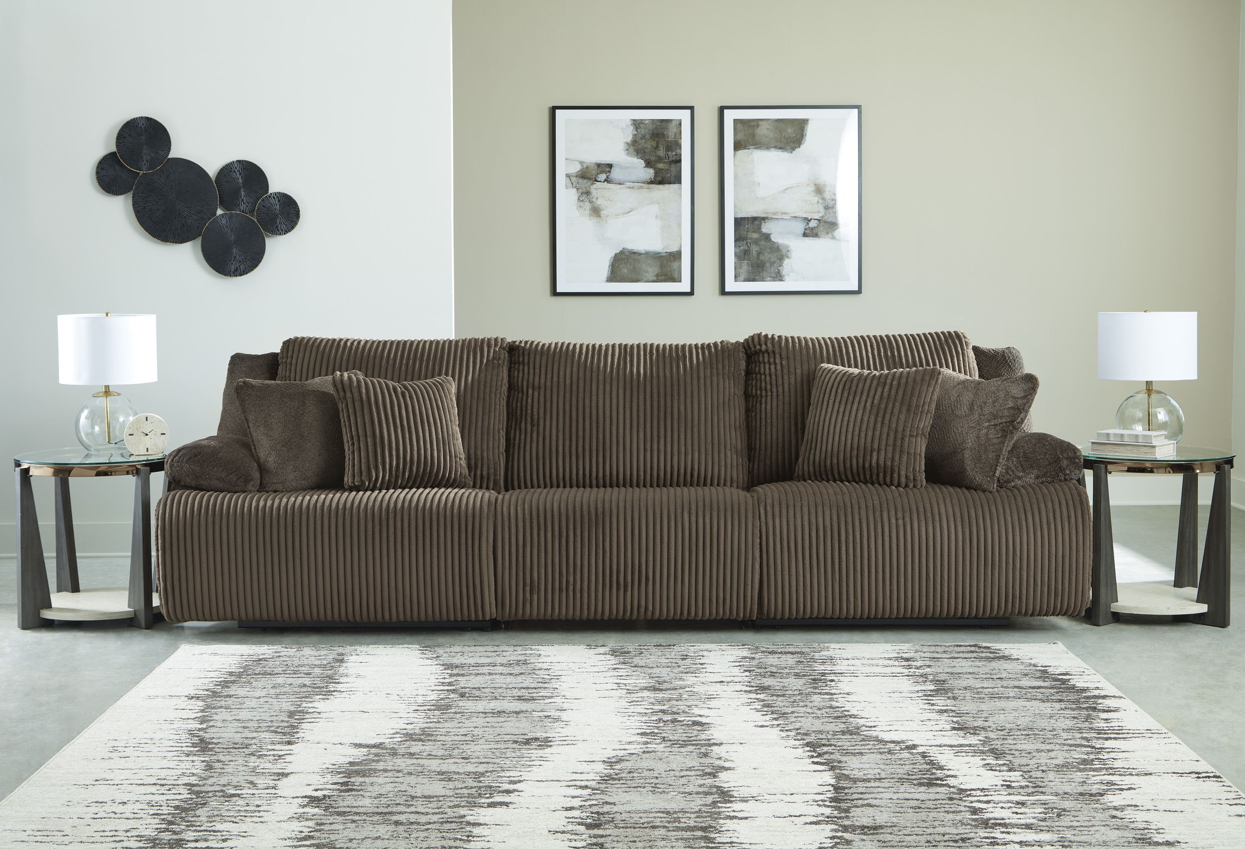 Top Tier Polyester 3-Piece Reclining Modular Sofa
