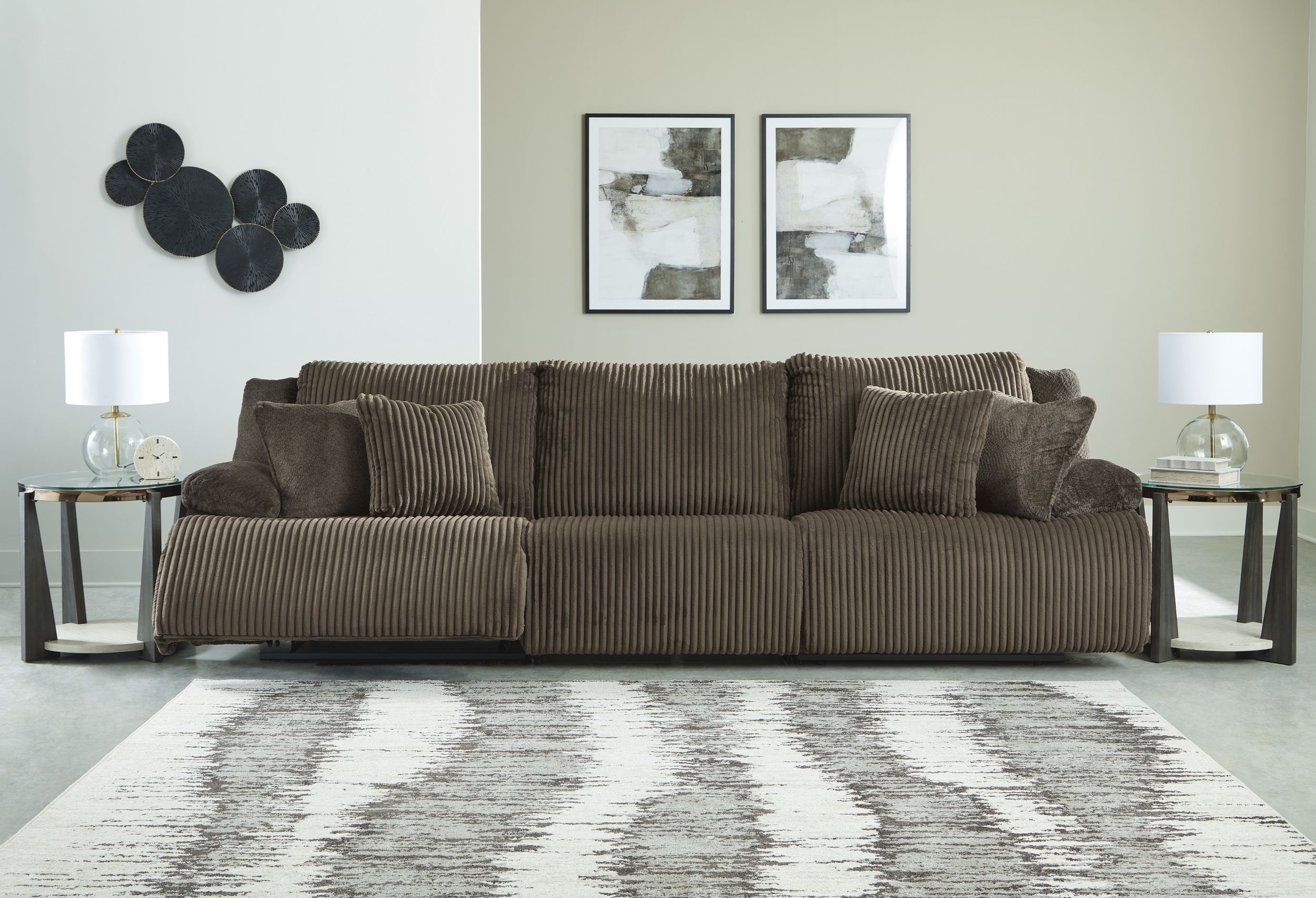 Top Tier Polyester 3-Piece Reclining Modular Sofa