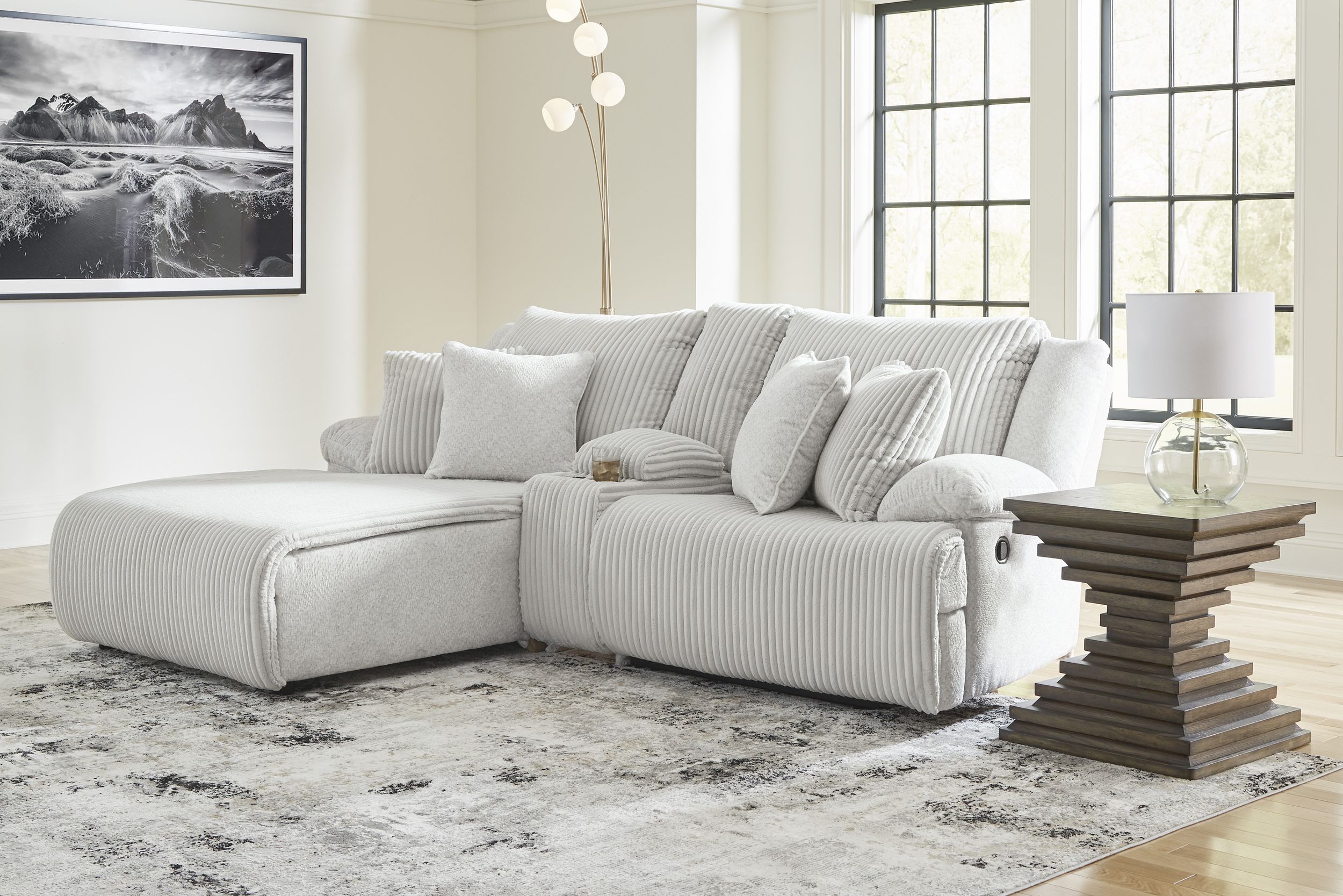 Top Tier Polyester 3-Piece Reclining Sectional Sofa w/Chaise