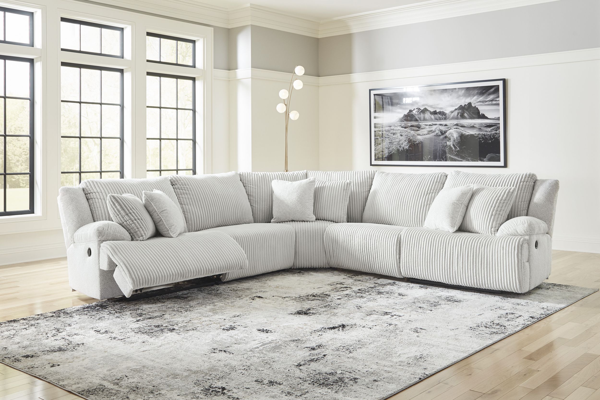 Top Tier Polyester 5-Piece L-Shaped Reclining Sectional Sofa