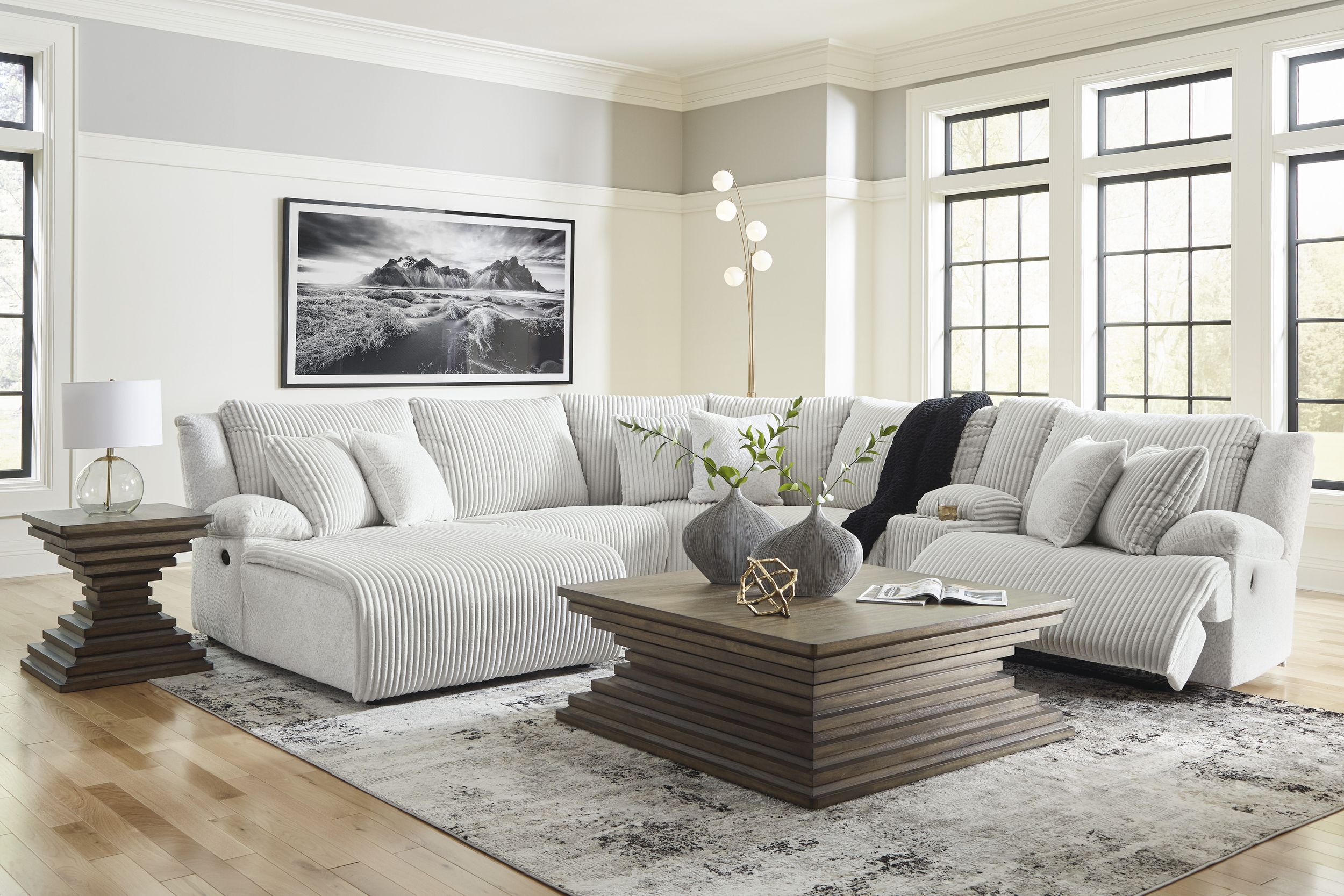 Top Tier Polyester 6-Piece U-Shaped Reclining Sectional Sofa