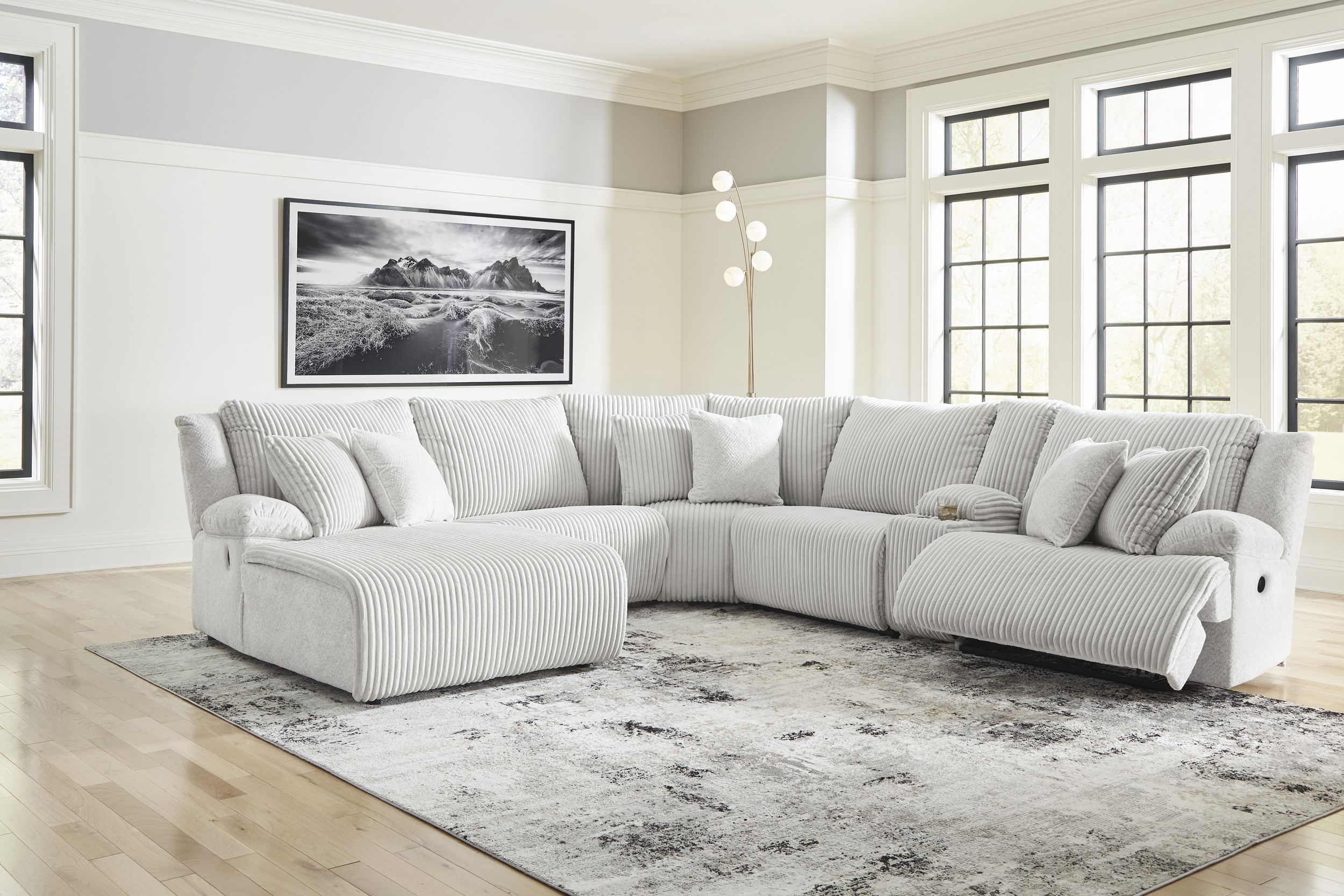 Top Tier Polyester 6-Piece U-Shaped Reclining Sectional Sofa