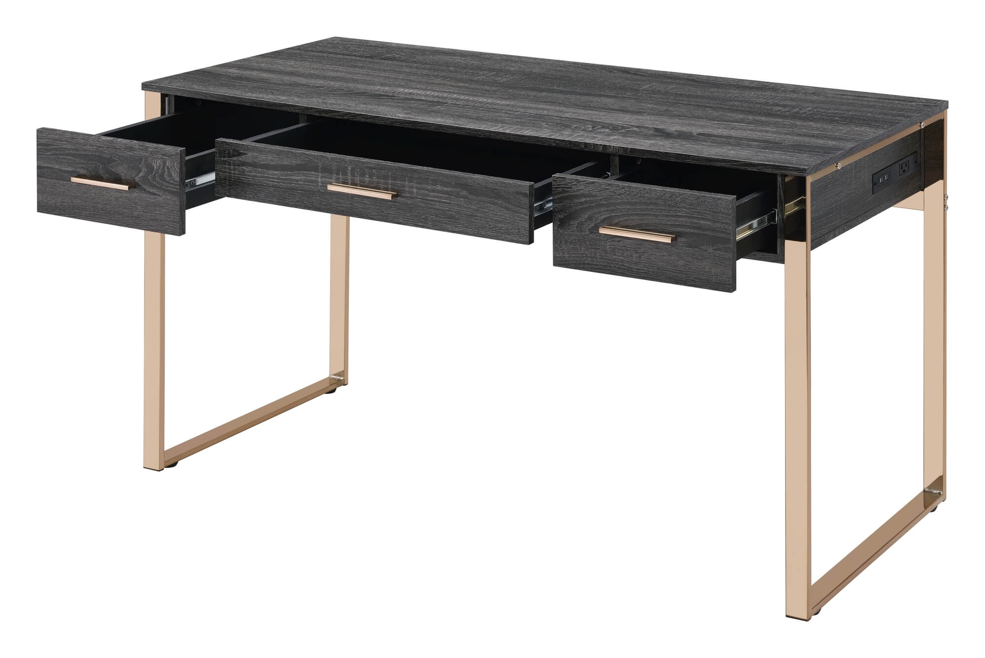 Perle Wood Veneer/Metal Writing Desk