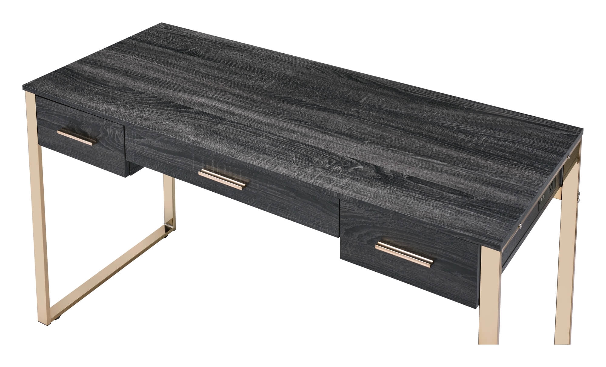 Perle Wood Veneer/Metal Writing Desk